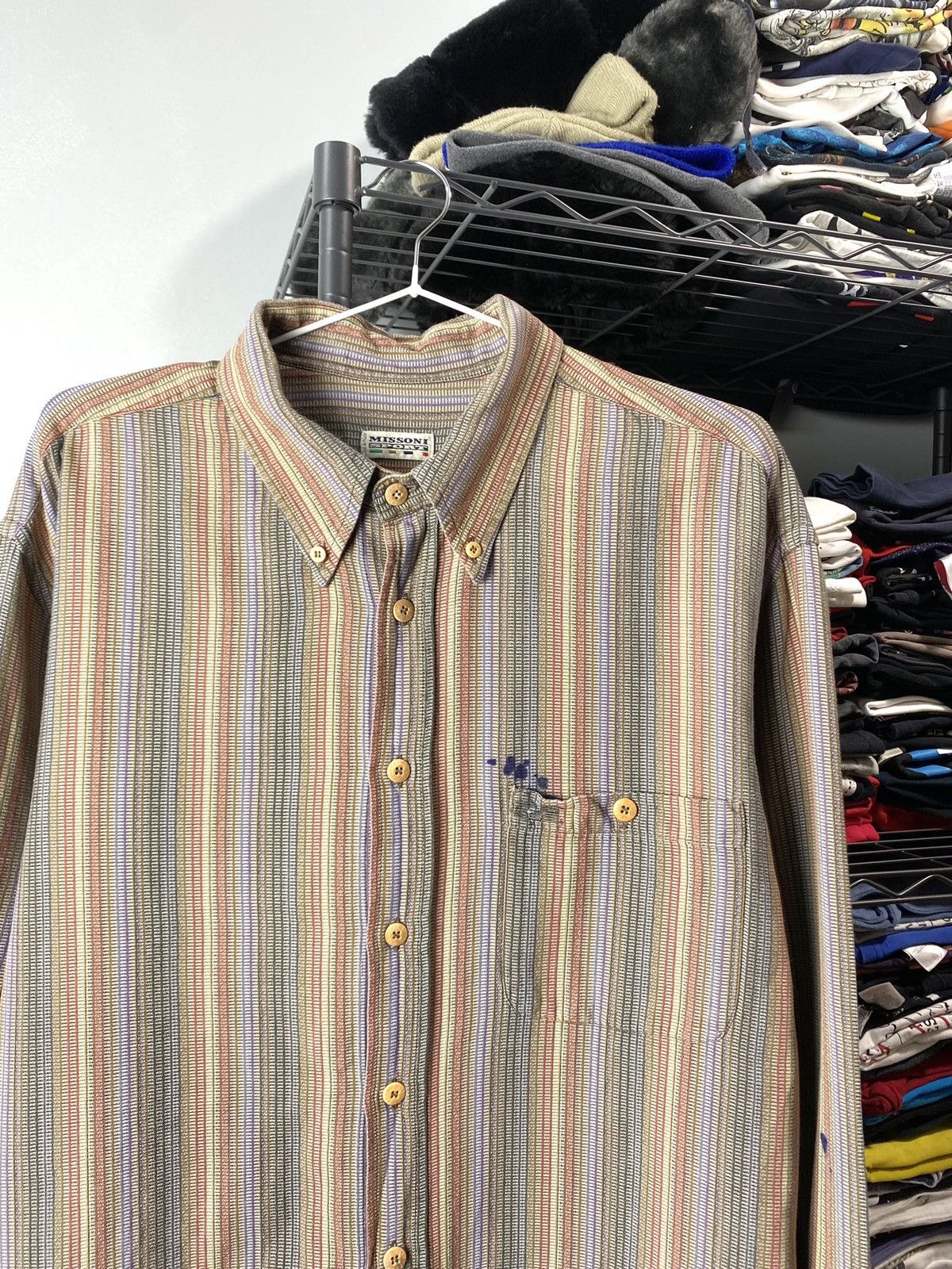Missoni Vintage Missoni Sport Pattern Striped Shirt Size US XL / EU 56 / 4 - 2 Thumbnail