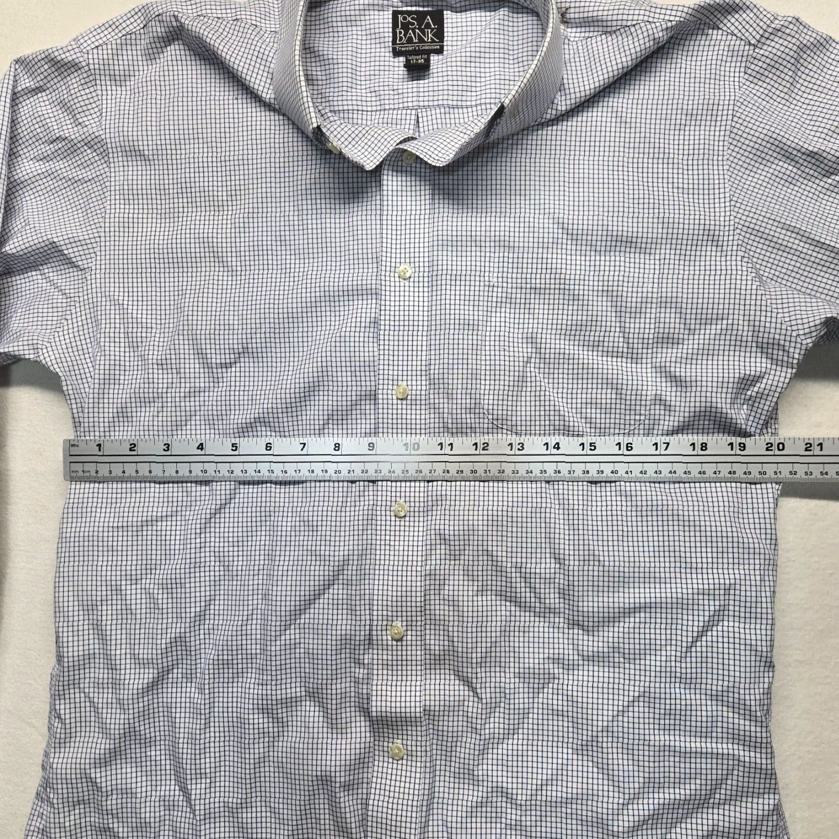 Jos. A. Bank VINTAGE Jos. A. Bank Men’s Dress Shirt Long Sleeve Blue White Striped 17 Regular Fit Business Casual Size 46R - 4 Thumbnail