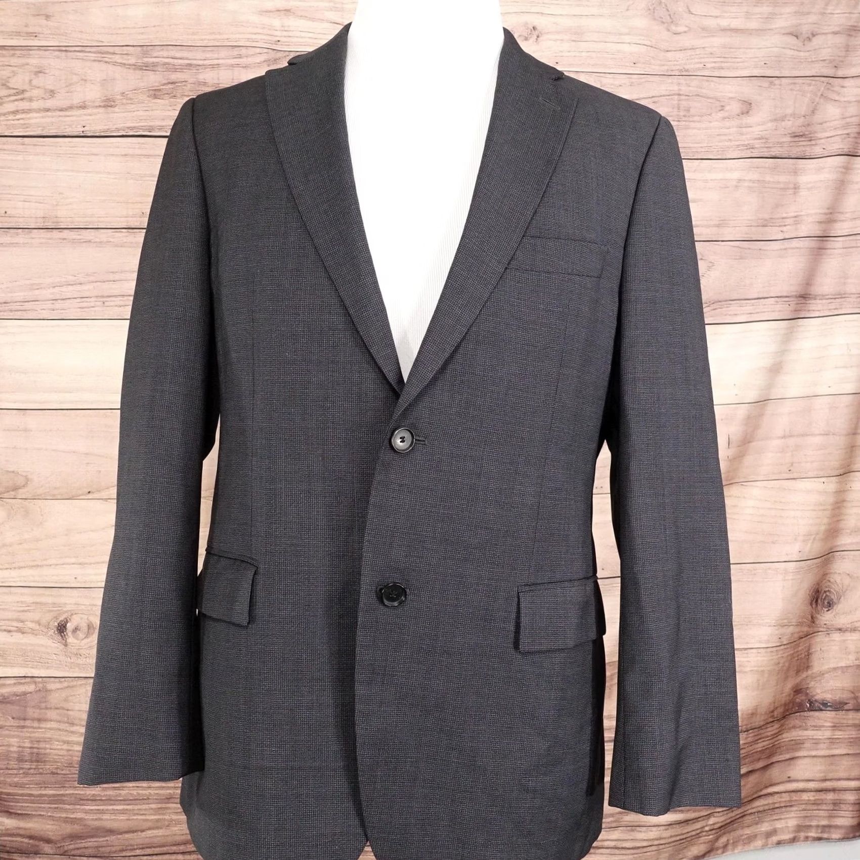 Hugo Boss HUGO BOSS Suit Jacket Mens 40R Gray Wool 100% Virgin Blazer 2 Button Sport Coat Jacket/Coat Size 40R - 3 Thumbnail