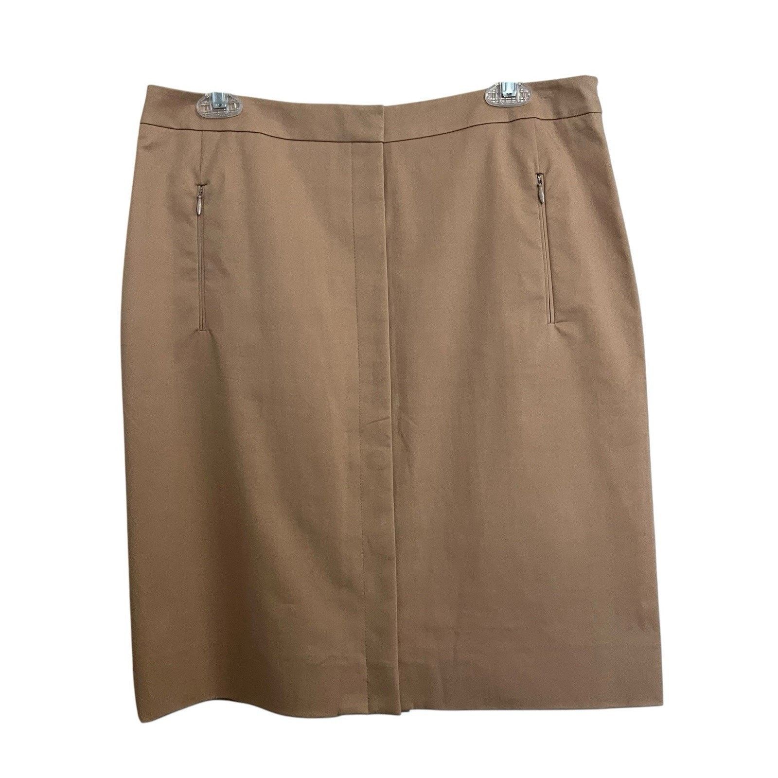 Akris × Designer Akris | Punto Tan Pencil Skirt Zipper Pockets 10 above Knee Size 32" / US 10 / IT 46 - 1 Thumbnail