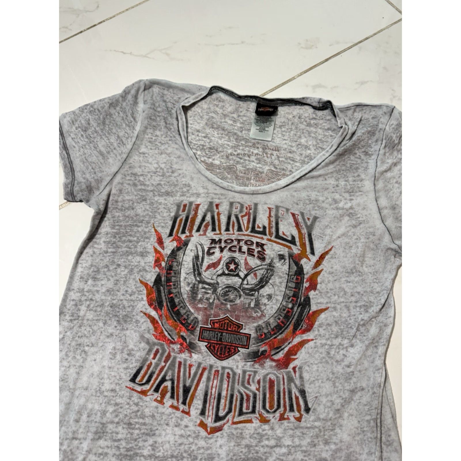 Harley Davidson Harley Davidson T-Shirt Women’s Gray Lightweight Graphic L Shirt Motorcycle Womens Size L / US 10 / IT 46 - 2 Thumbnail