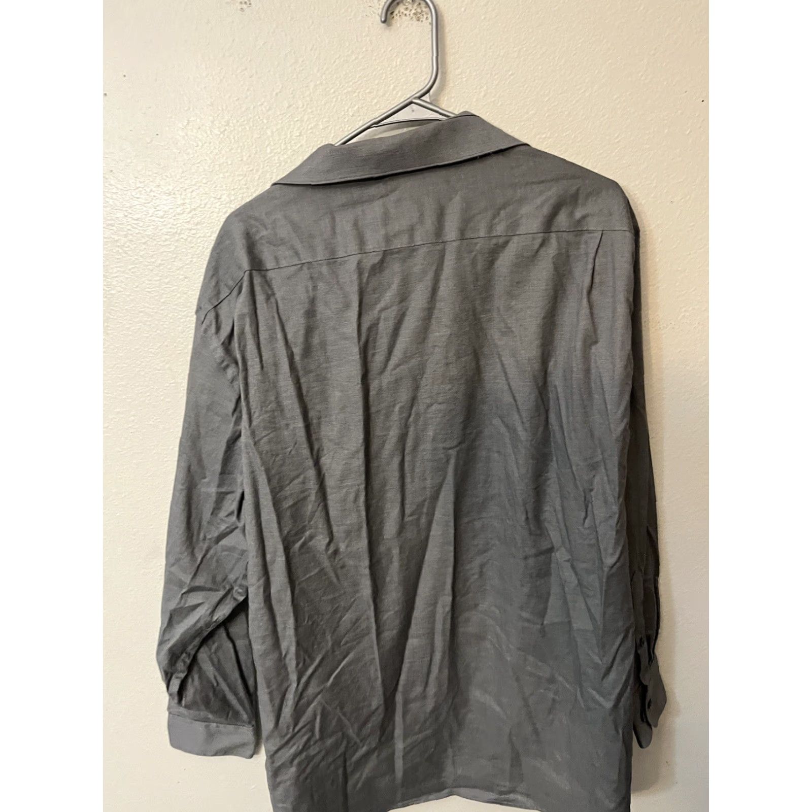 Kenneth Cole KENNETH COLE AWARENESS Button-Down Slim Fit 18.5 Men’s Dress Shirt Gray Cotton Blend Solid Size 48R - 2 Thumbnail