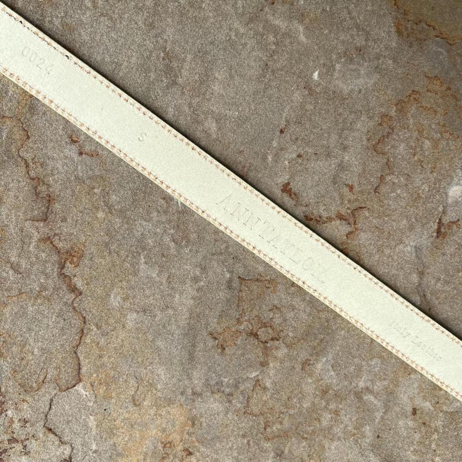 Ann Taylor Vintage 90s Italian Leather Tan/Pale Green Stitch+Edge Belt Size ONE SIZE - 5 Thumbnail
