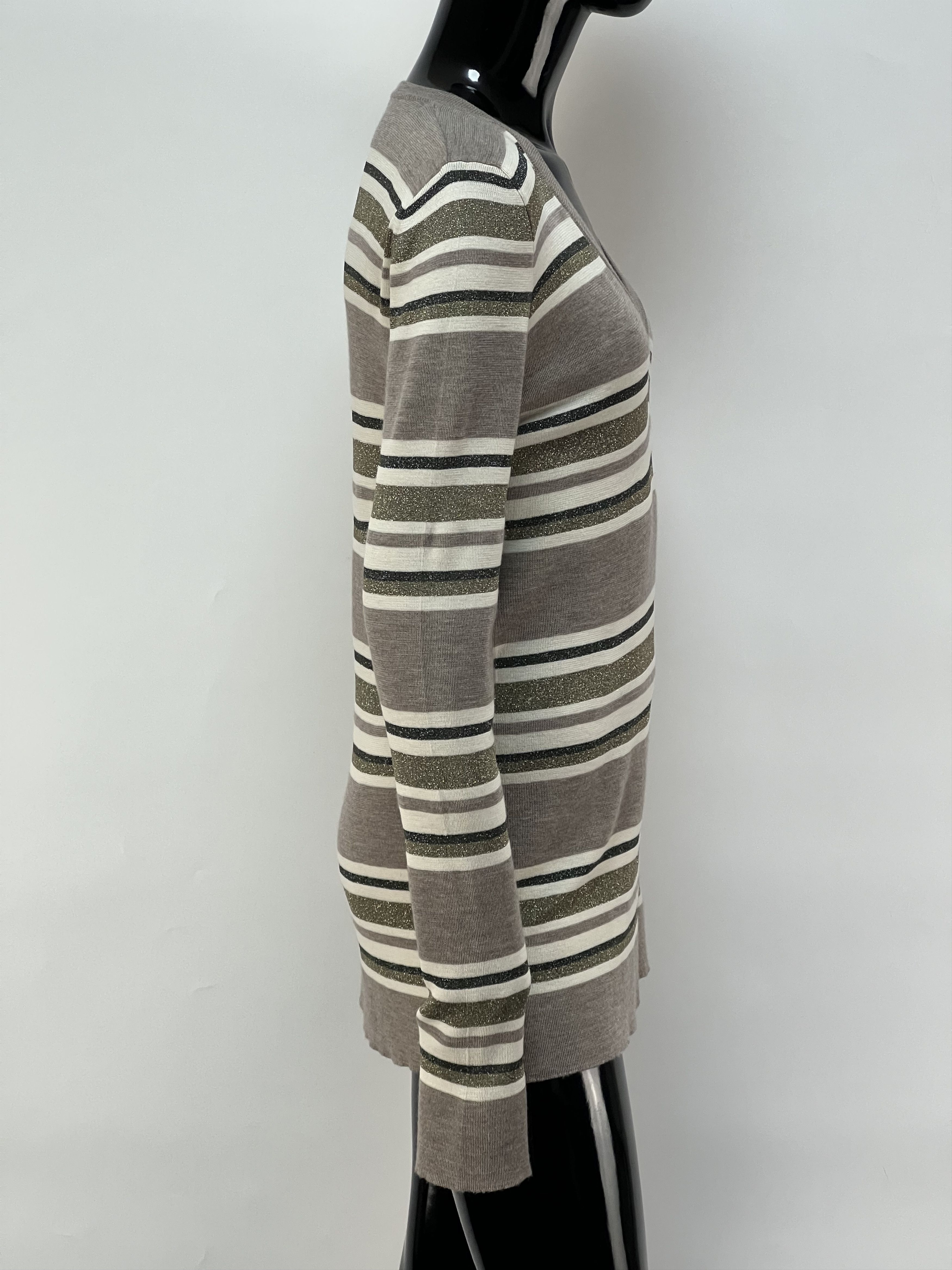 Brunello Cucinelli Brunello Cucinelli Wool Cashmere Striped V-Neck Sweater Size L / US 10 / IT 46 - 2 Thumbnail