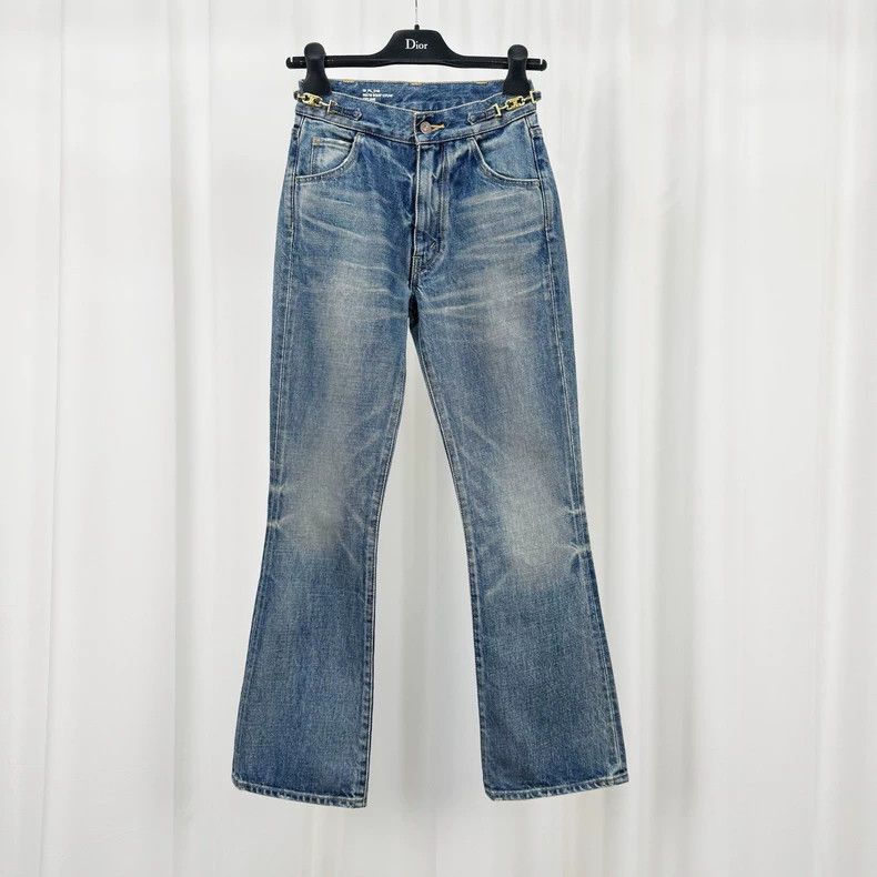 Celine Celine Triomphe Gold Buckle Washed Jeans - dmc Size US 26 / EU 42 - 1 Thumbnail