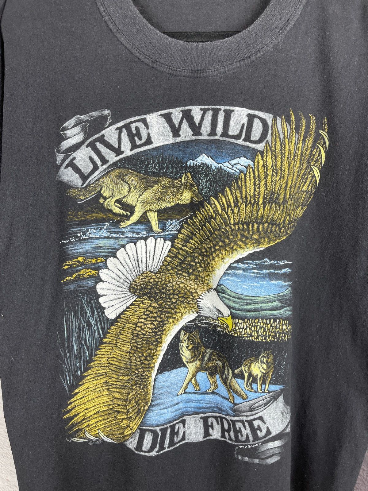 Band Tees Zip-It Exclusive London Live Wild Die Free vintage rock tee Size US L / EU 52-54 / 3 - 4 Thumbnail