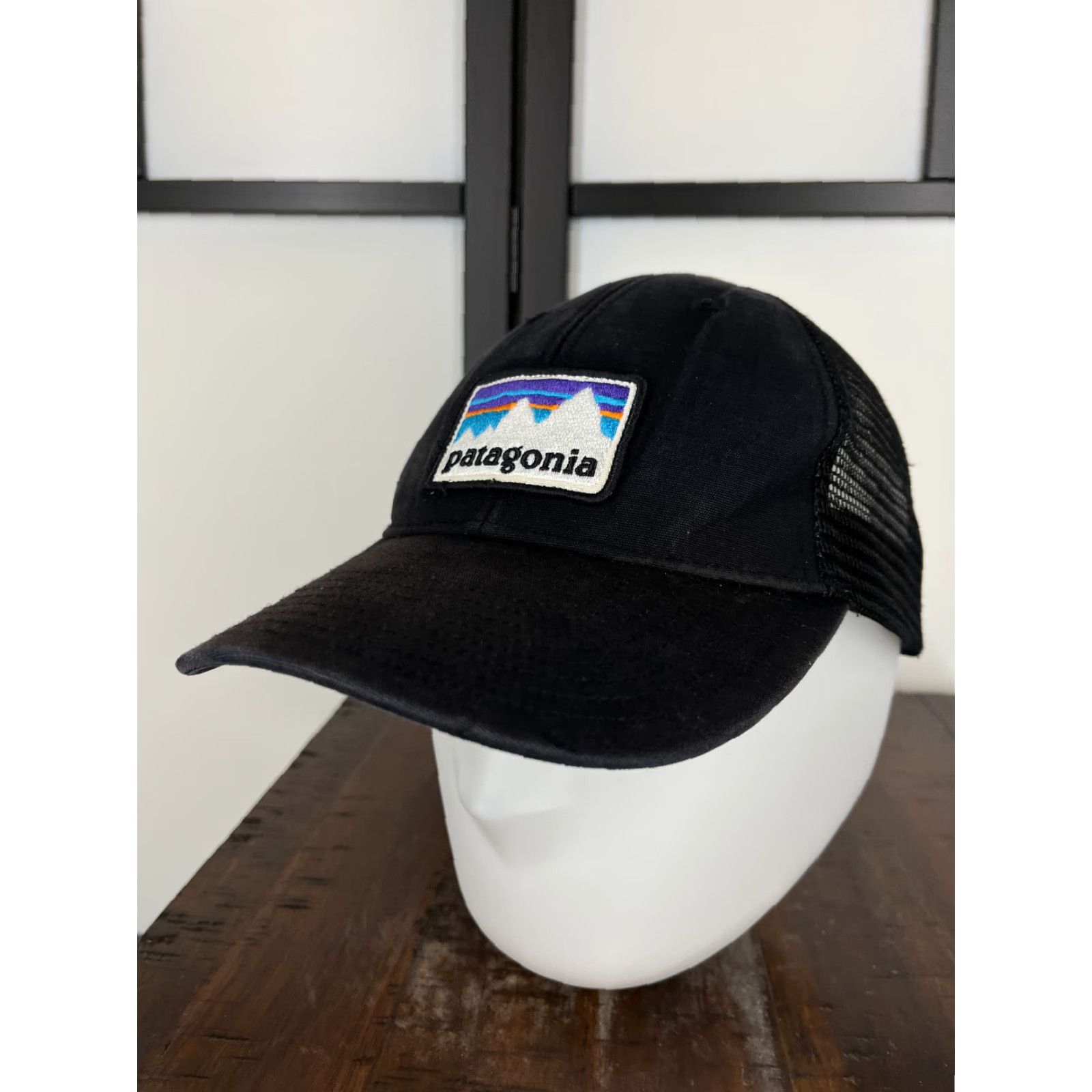Patagonia Patagonia Trucker Hat Cap Snap Back Adult One Size Black Fitz Roy Embroidered Size ONE SIZE - 4 Thumbnail
