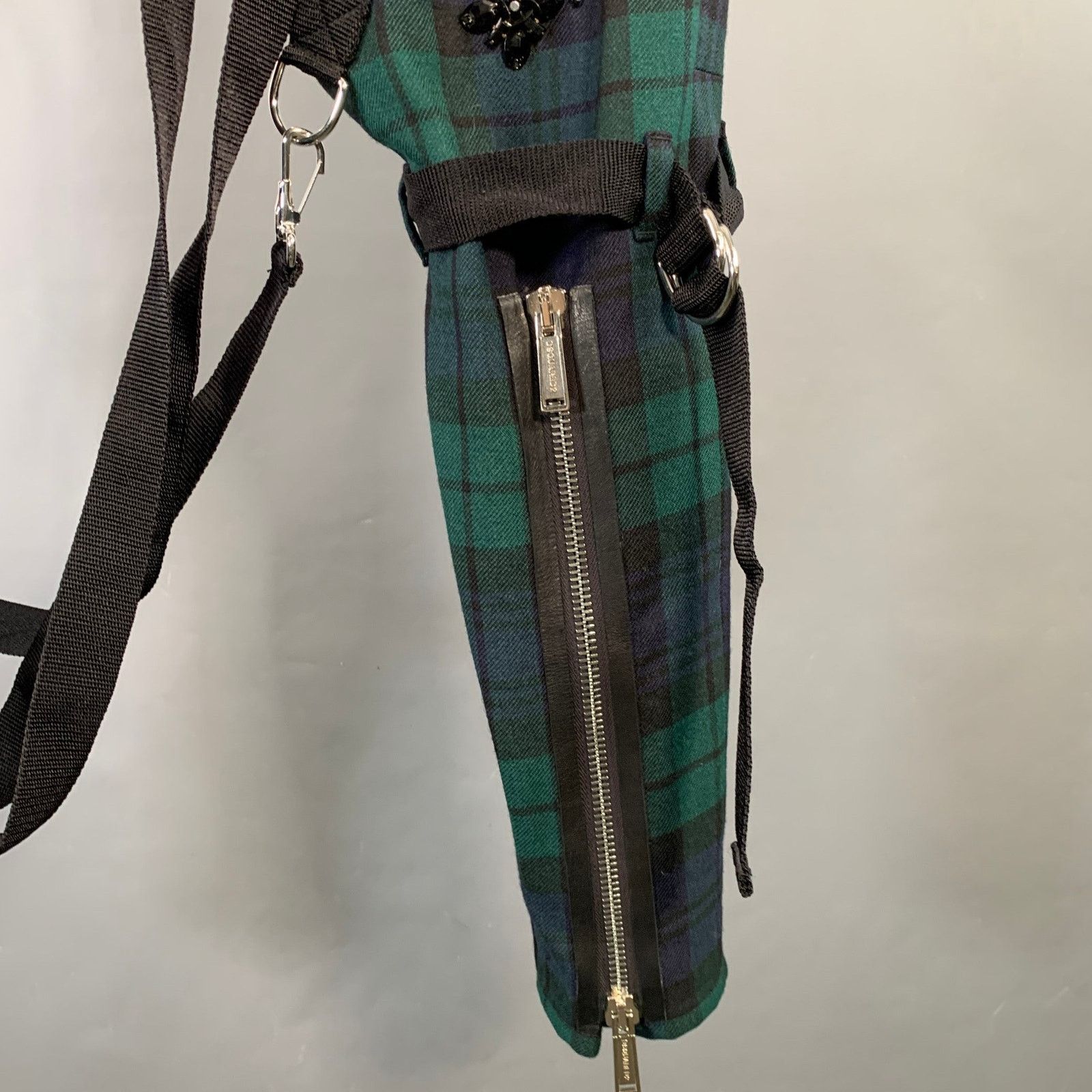 Dsquared2 Green Navy Black Blackwatch Plaid Wool Bondage Casual Pants Size US 38 / EU 54 - 5 Thumbnail