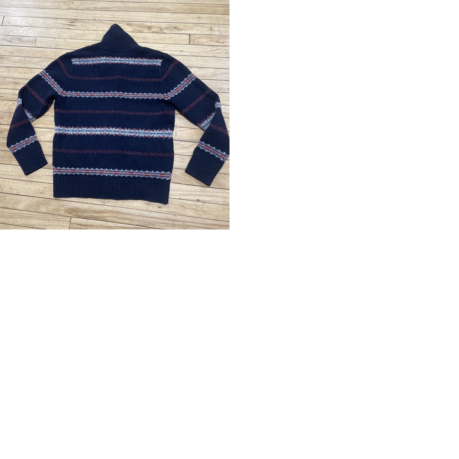 J.Crew J.CREW Shawl Cardigan 100% Lambs Wool Heavy Sweater Blue Red Mens L Fairisle Wool Cardigan Size US L / EU 52-54 / 3 - 12 Thumbnail
