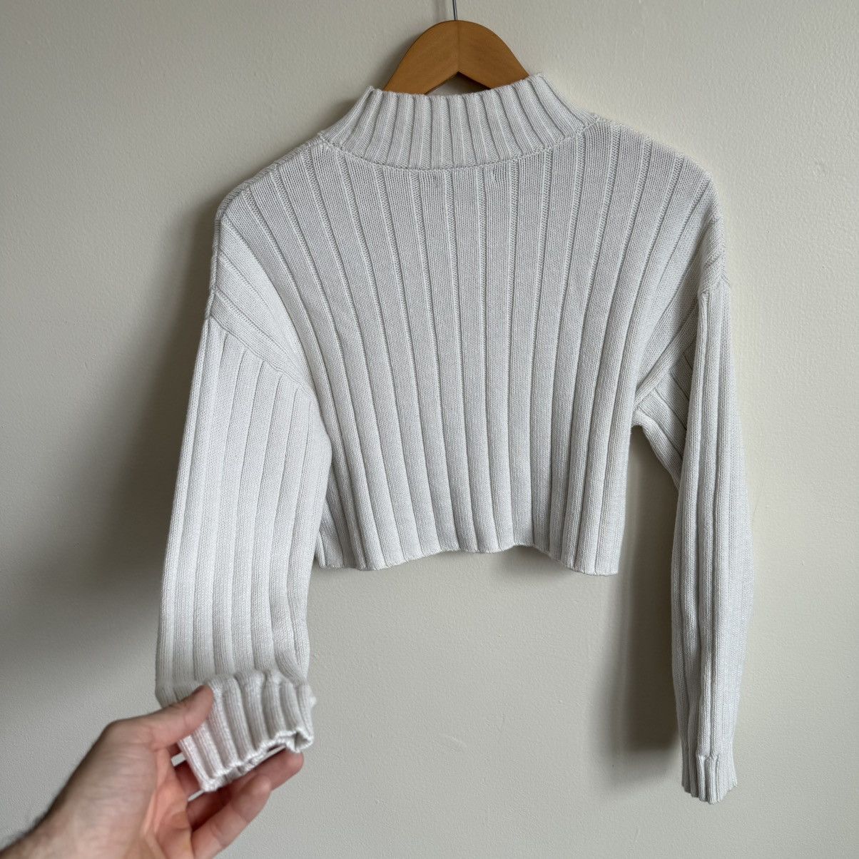 Kendall And Kylie Kendall & Kylie Ribbed Cropped Sweater XS Mock Neck Pullover Size XS / US 0-2 / IT 36-38 - 9 Thumbnail