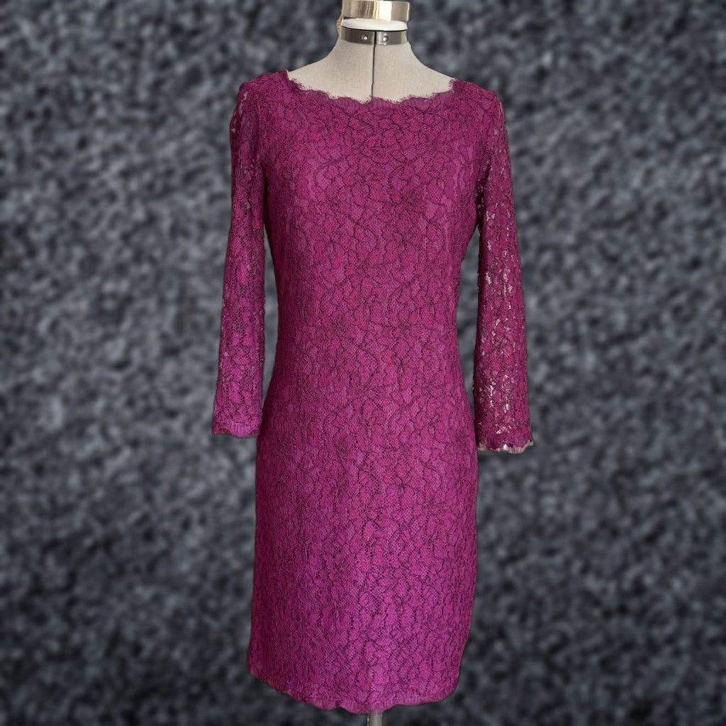 Diane von Furstenberg Diane von Furstenberg Zarita Lace Sheath Dress Beet Size 8 Dress Size M / US 6-8 / IT 42-44 - 1 Thumbnail