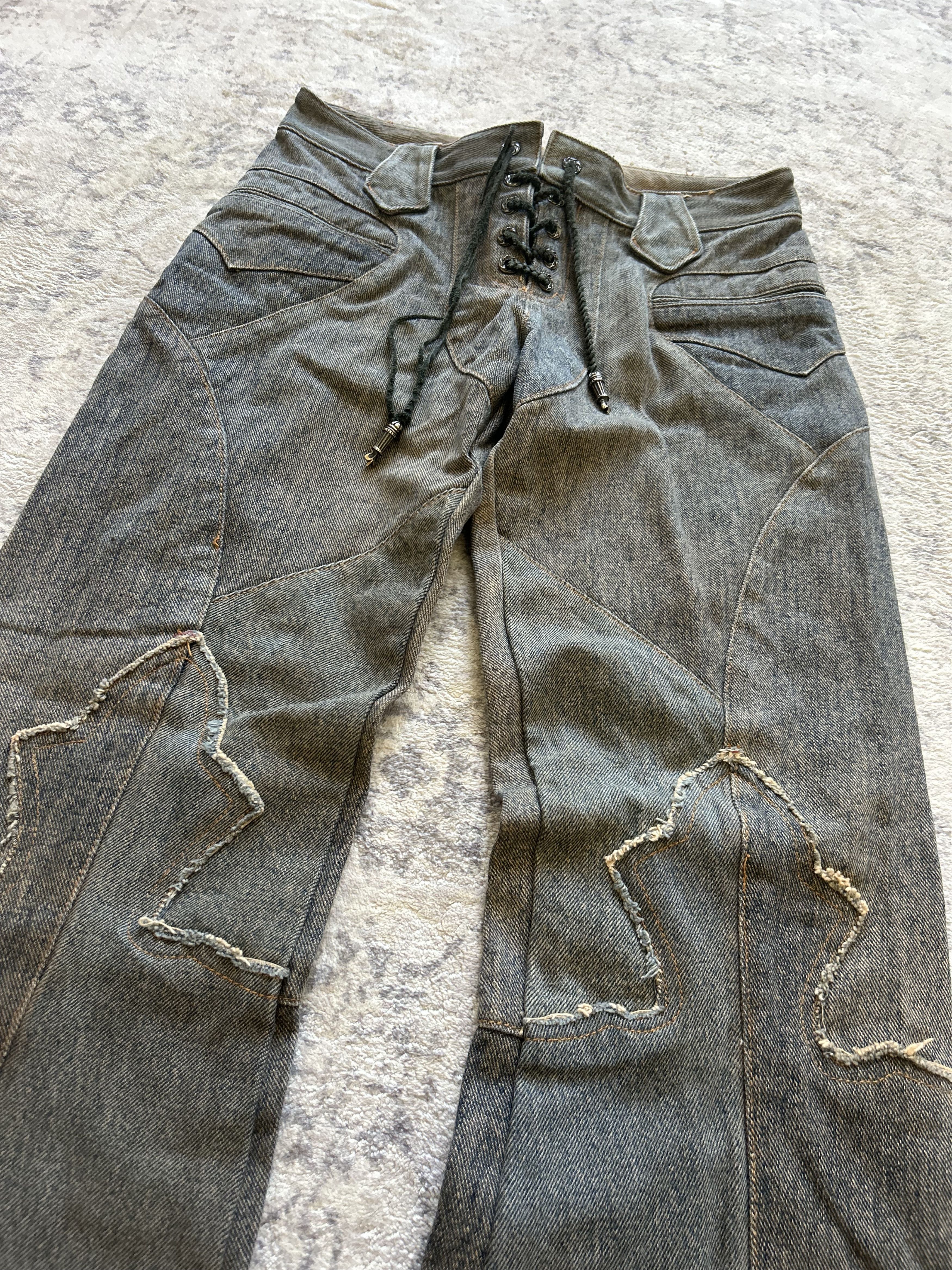 A&G Rock A&G Le Fleur Patch Work Lace-up Jeans Size US 28 / EU 44 - 2 Thumbnail