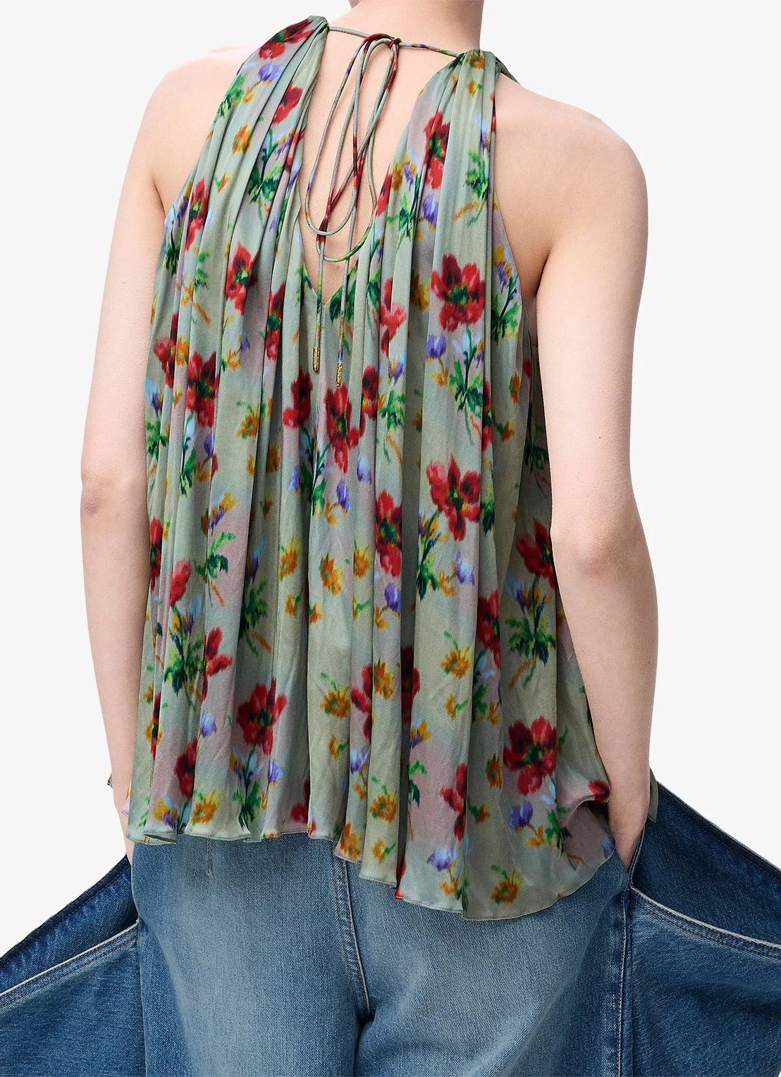 Loewe o1in1g0526 Halterneck Floral Print Woven Top in Multicolor Size XL / US 12-14 / IT 48-50 - 3 Thumbnail