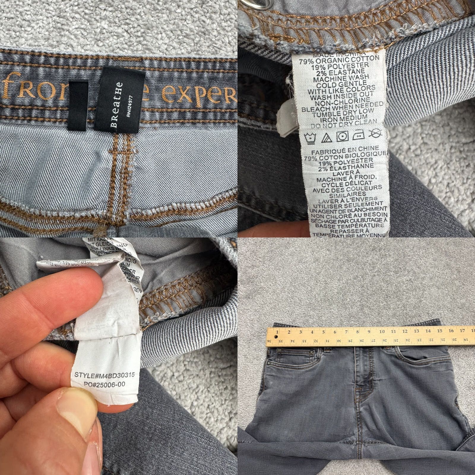 Prana prAna Bridger Slim Fit Denim Jeans Mens 30x30 Gray Organic Cotton Casual Stretch Size US 30 / EU 46 - 9 Thumbnail