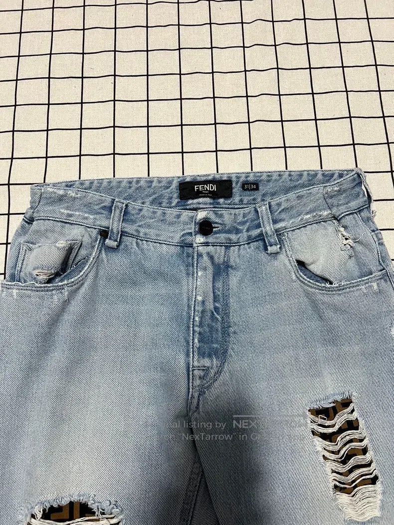 Fendi Fendi Blue Faded Denim Pants with Old Logo Size US 31 - 3 Thumbnail