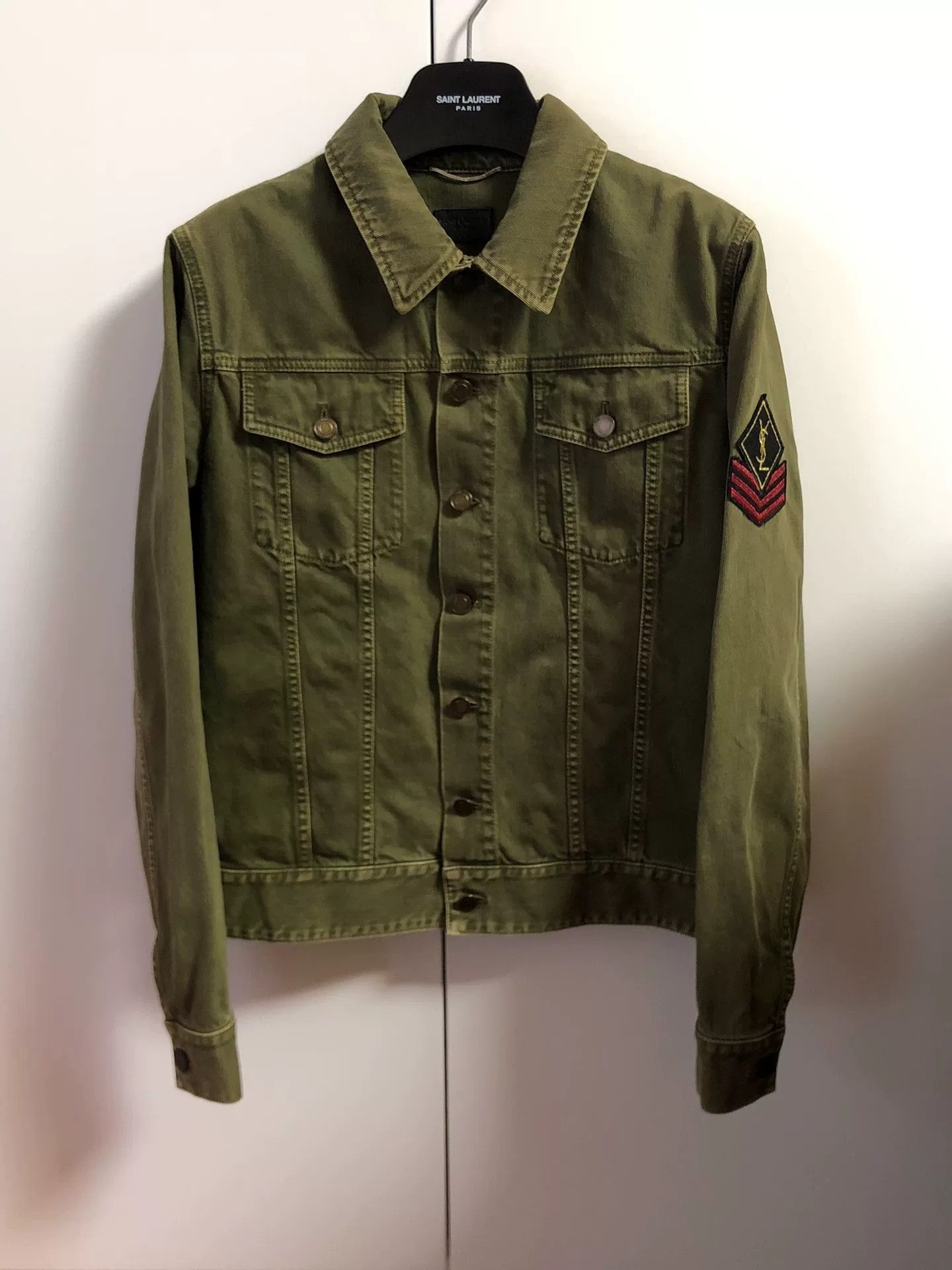 Saint Laurent Paris saint laurent green denim jacket with logo Size US M / EU 48-50 / 2 - 1 Thumbnail