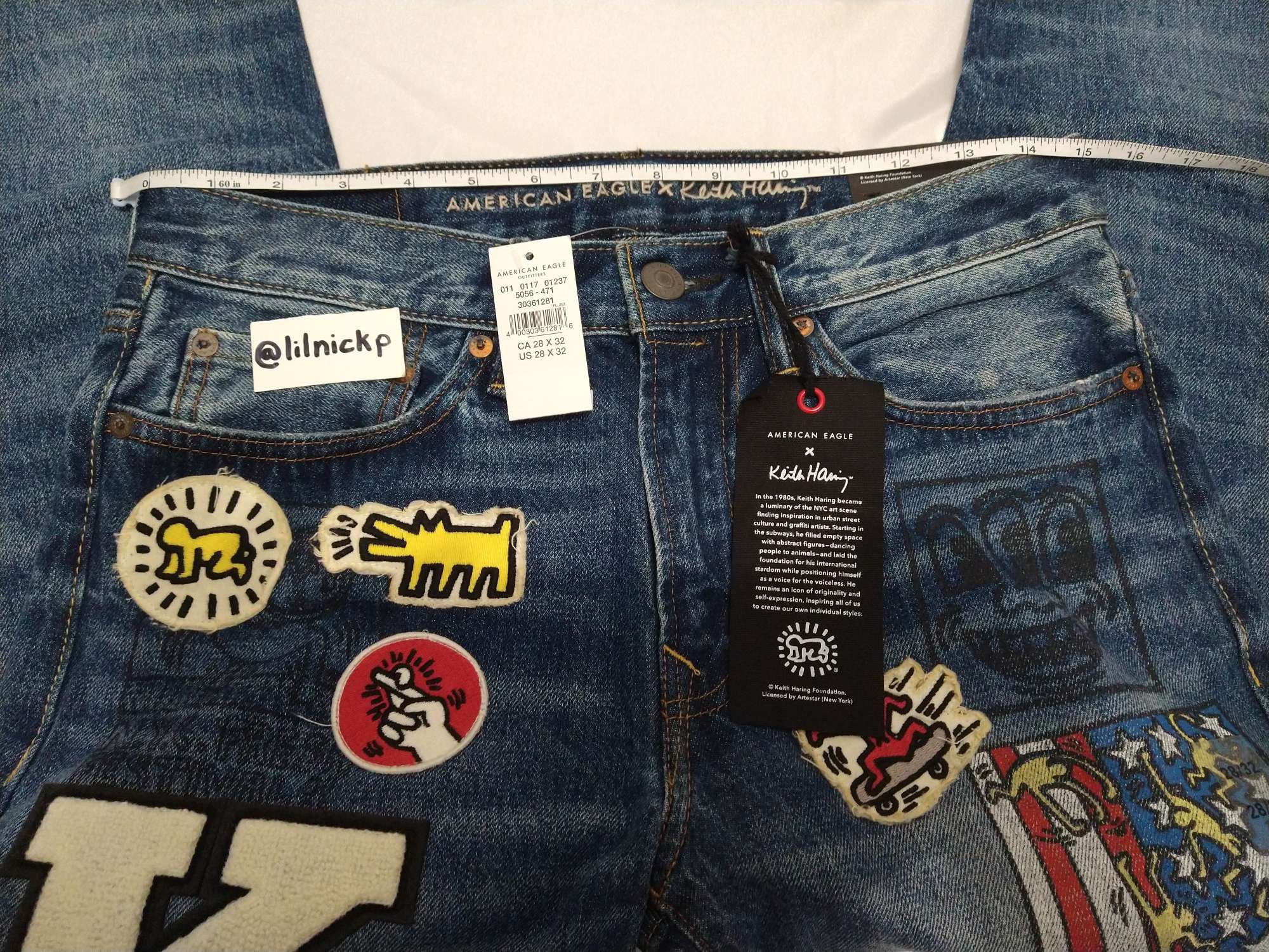 Keith Haring KEITH HARING PATCHES GRAPHICS MEN'S SLIM FIT JEANS Size US 28 / EU 44 - 4 Thumbnail