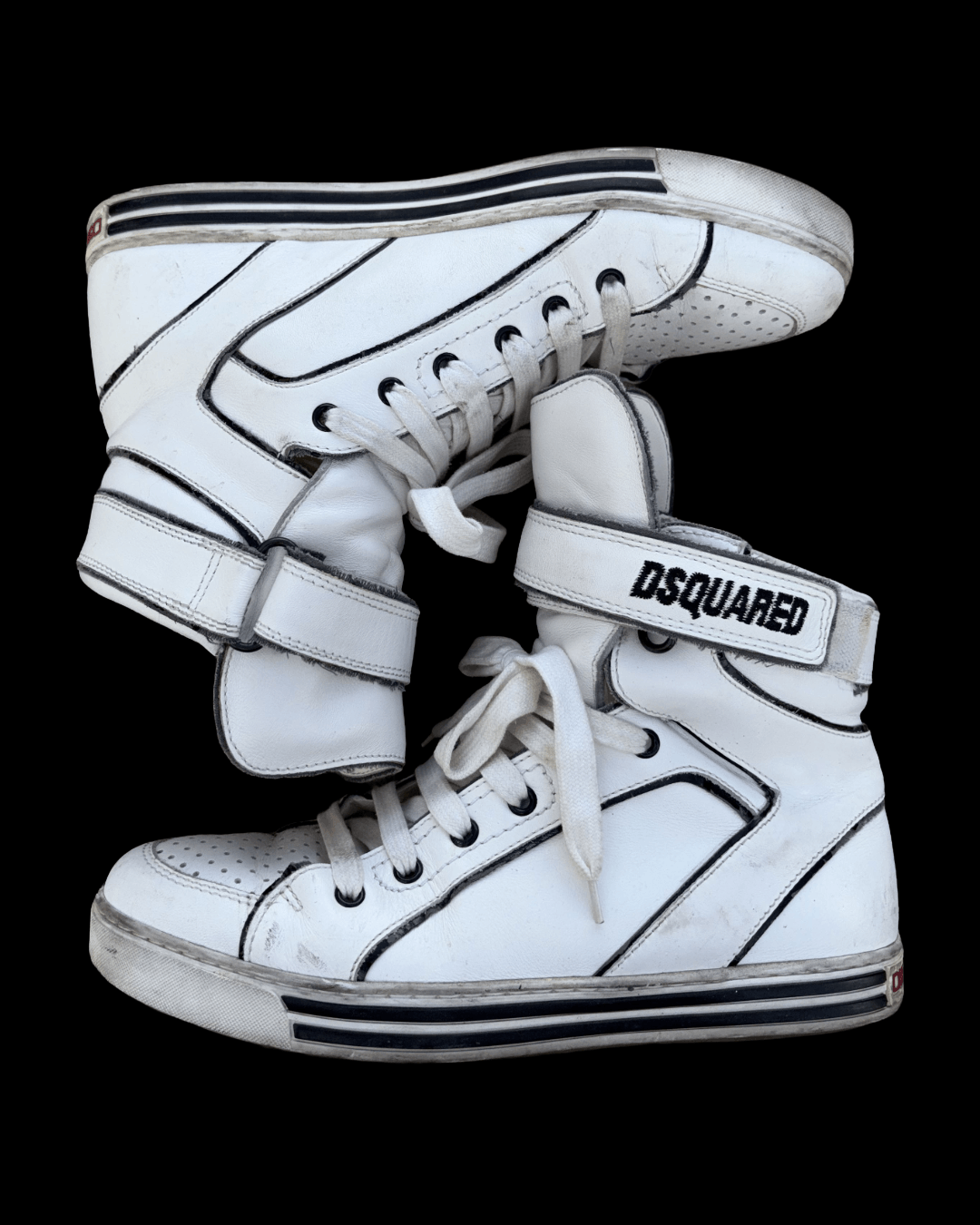 Dsquared2 DSQUARED2 | Distressed Leather Velcro High-Top Sneakers Size US 8 / EU 41 - 6 Thumbnail