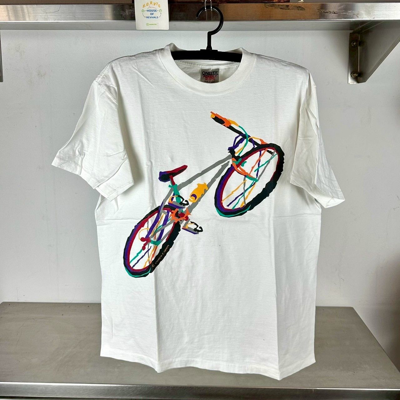 Vintage Vintage 90s Andrew Carson Bicycle Artwork Large T-shirt Size US L / EU 52-54 / 3 - 1 Thumbnail