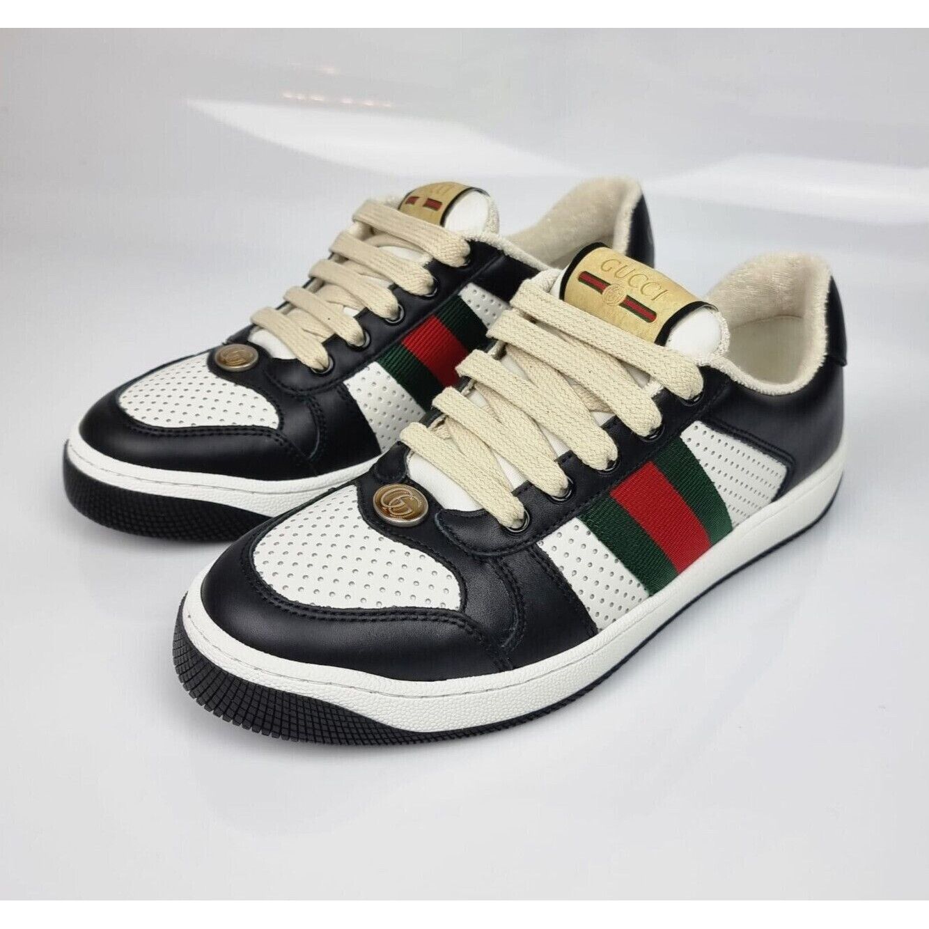 GUCCI Men's Screener Black And White Sneakers New Size UK 7