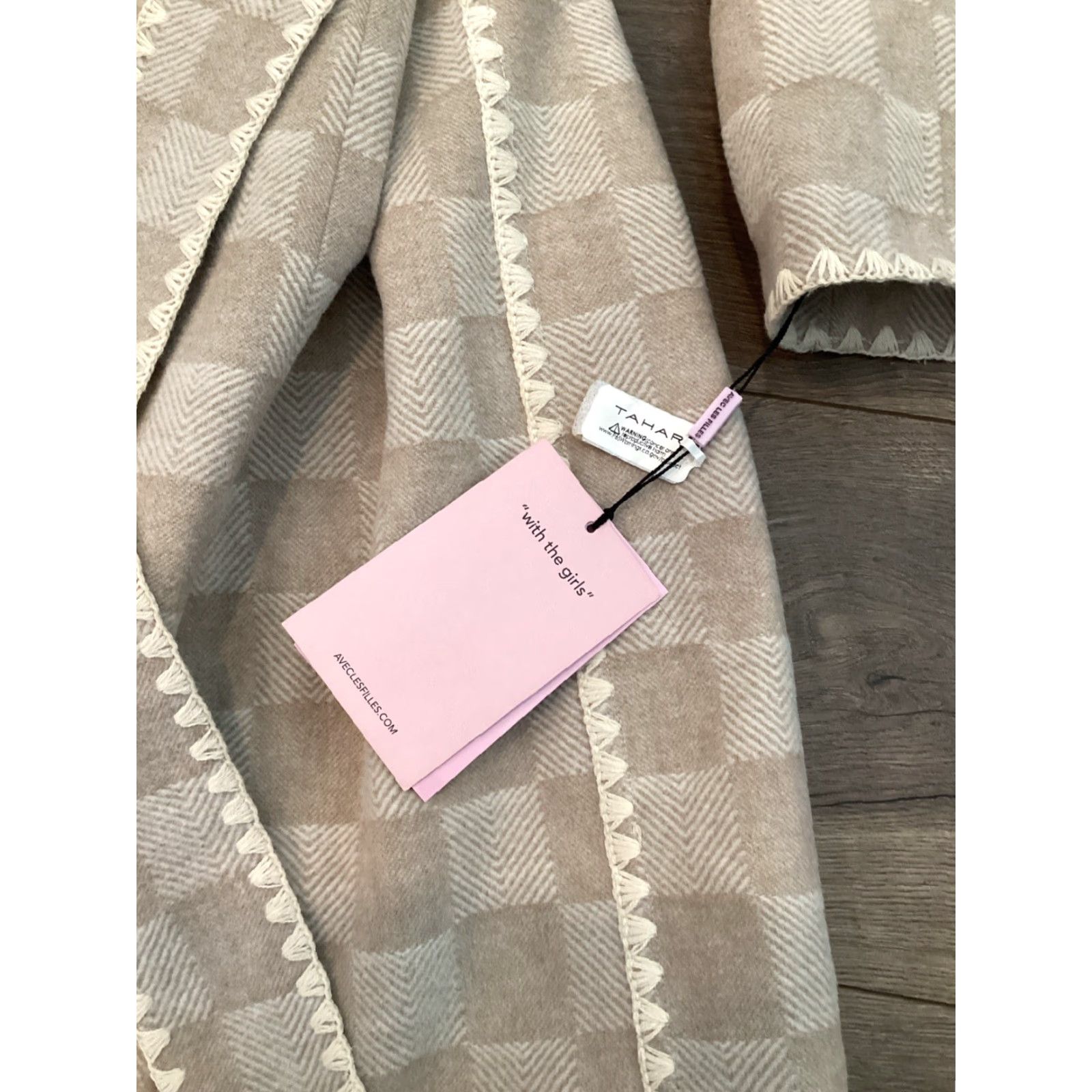 AVEC LES FILLES Wool Blend Checkered Blanket Stitch Coat Avec Les Filles - Plaid Trench Coat Womens XS Yellow Belted Wool Blend Lining Faux Wool Regular Size XS / US 0-2 / IT 36-38 - 2 Thumbnail