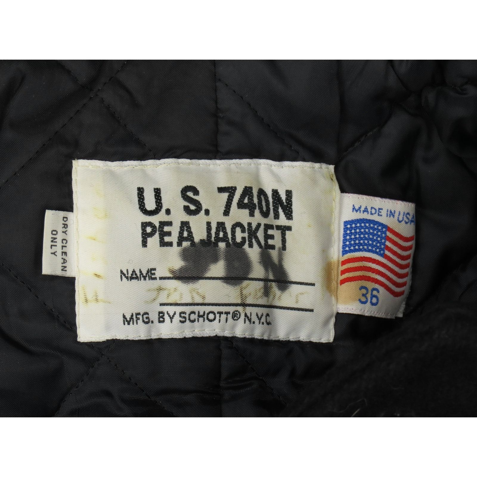 Schott NYC 740N USN Military Blue Pea Coat Peacoat Jacket S