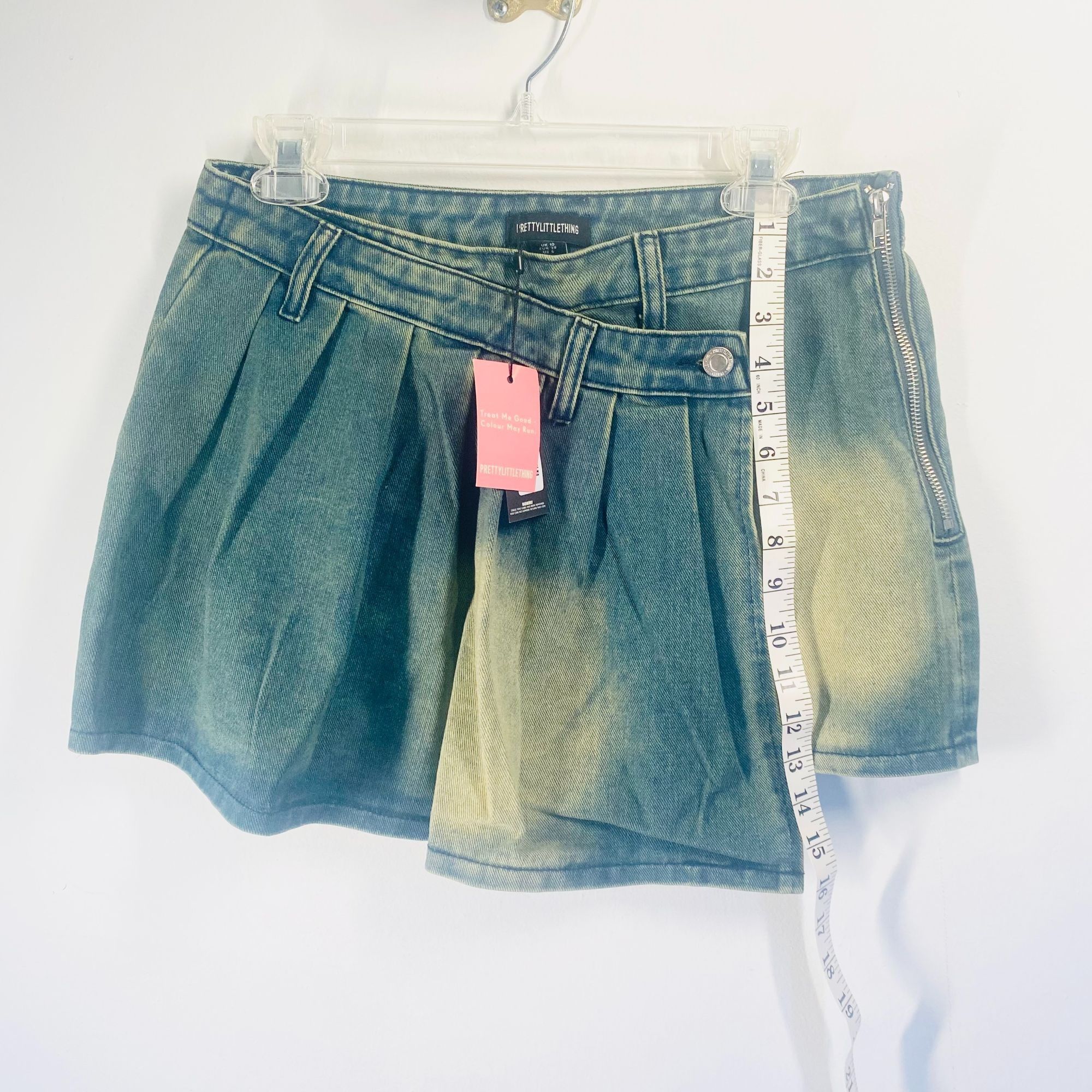 PrettyLittleThing PrettyLittleThing Denim Pleated Skirt With Side Zipper In Bl Size 28" / US 6 / IT 42 - 9 Thumbnail