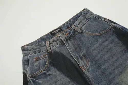 Jean American men's loose graffiti ripped straight jeans Size US 32 / EU 48 - 4 Thumbnail