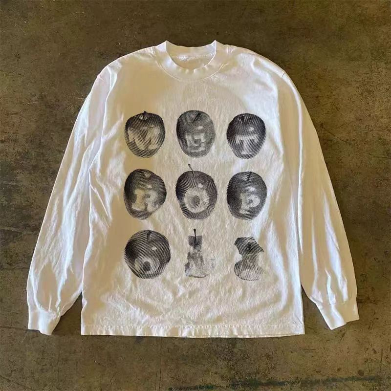 Japanese Brand White retro apple print long-sleeved t-shirt Size US M / EU 48-50 / 2 - 1 Thumbnail