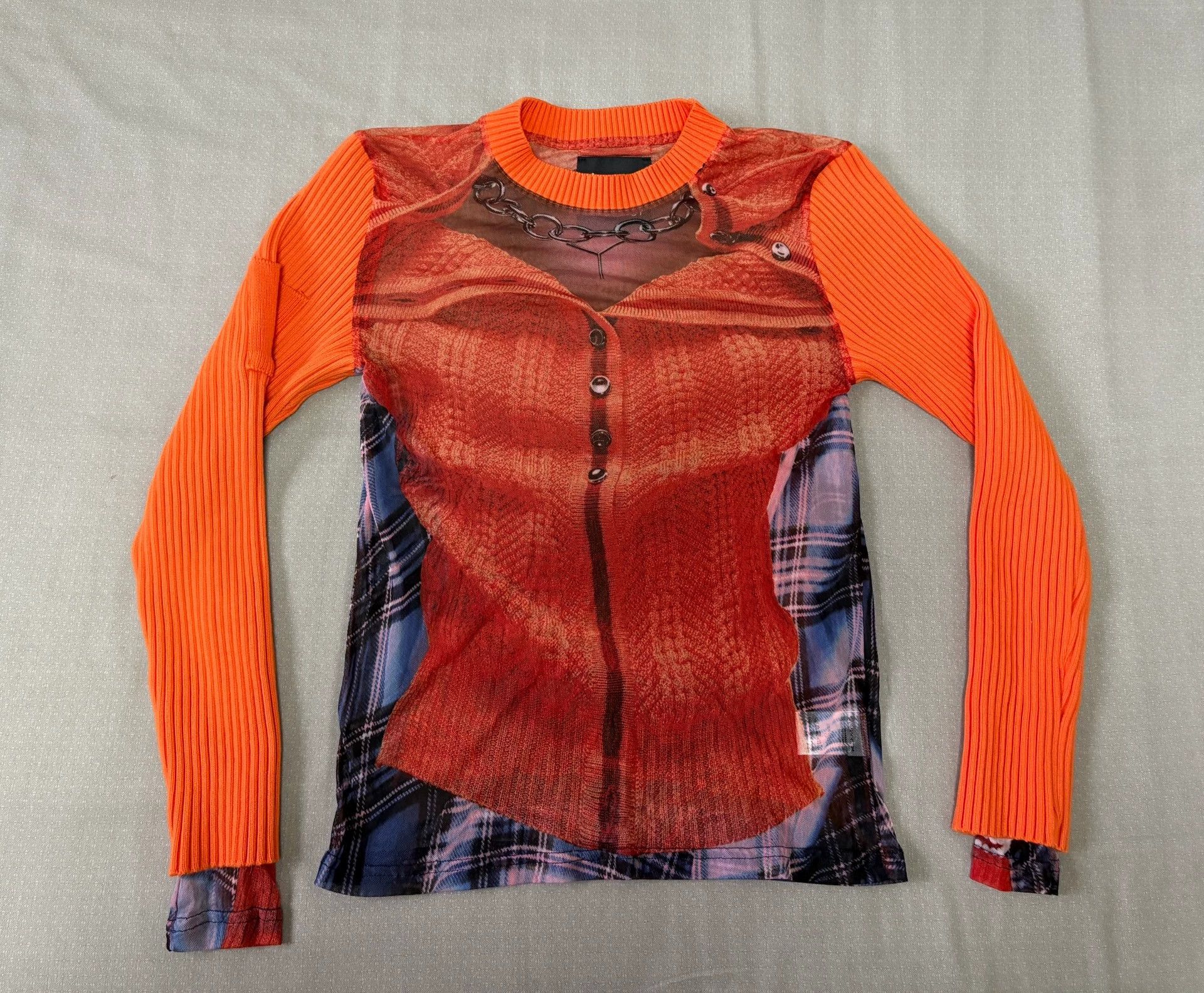 Y/Project Yproject x JPG 3D Figure Print Mesh Top Knit Sleeve Size XS / US 0-2 / IT 36-38 - 2 Thumbnail