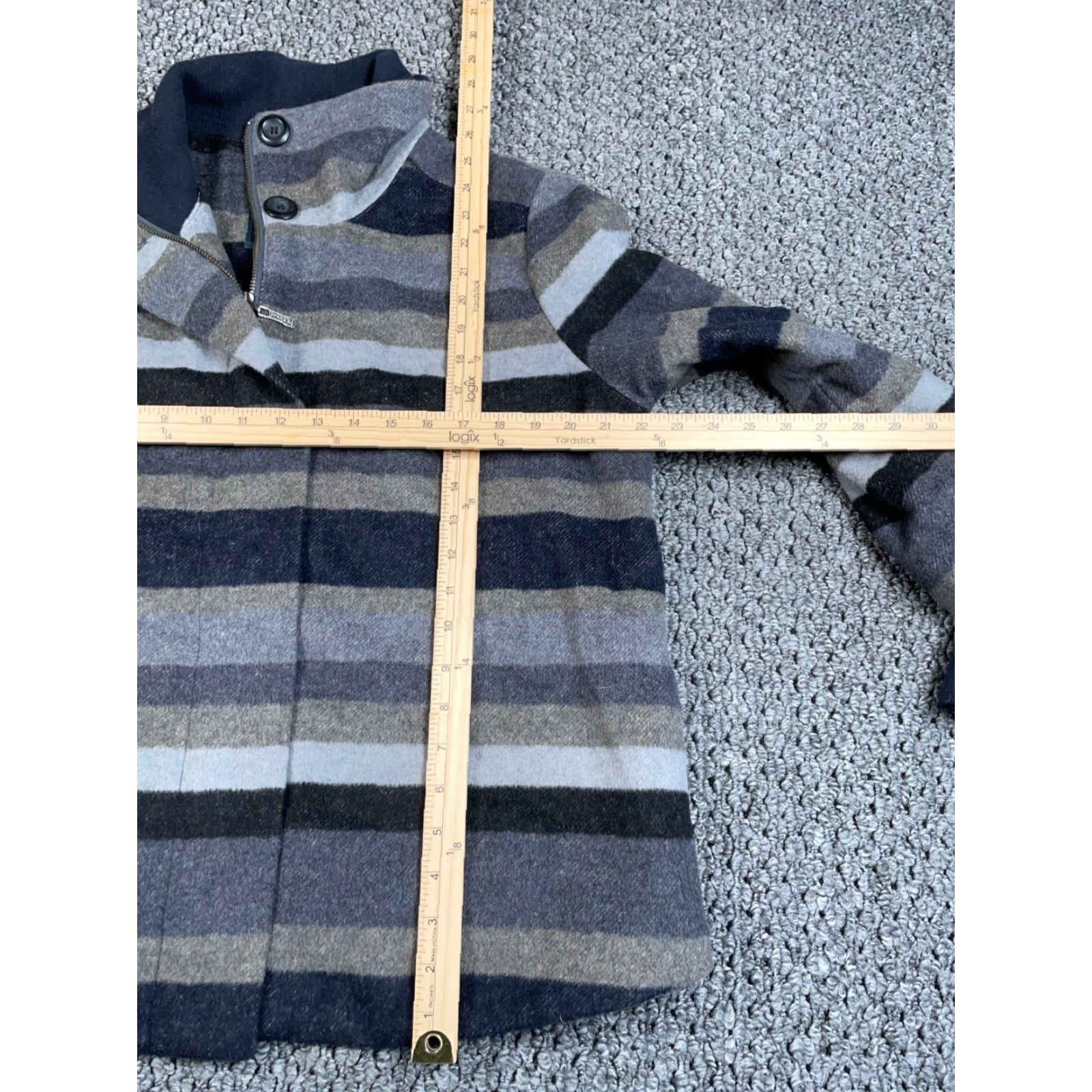 Prana prAna Jacket Women Large Gray Olive Green Striped Zip Front Insulated Wool-Blend Pockets Size L / US 10 / IT 46 - 5 Thumbnail