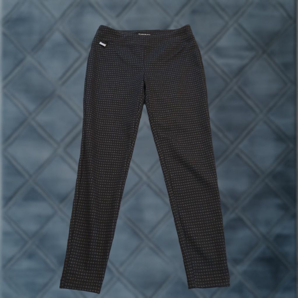 Vintage Zac & Rachel Ankle Pants Womens PS Petite Gray Black Geometric Pull On 28 Inseam 26.5 in Tapered Stretch Polyester Blend Size 28" / US 6 / IT 42 - 1 Thumbnail