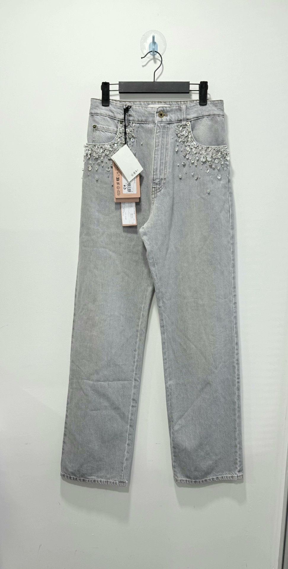Miu Miu Miu Miu 25 Rhinestone Gray Jeans 24 Size 24" / US 00 / IT 34 - 1 Thumbnail