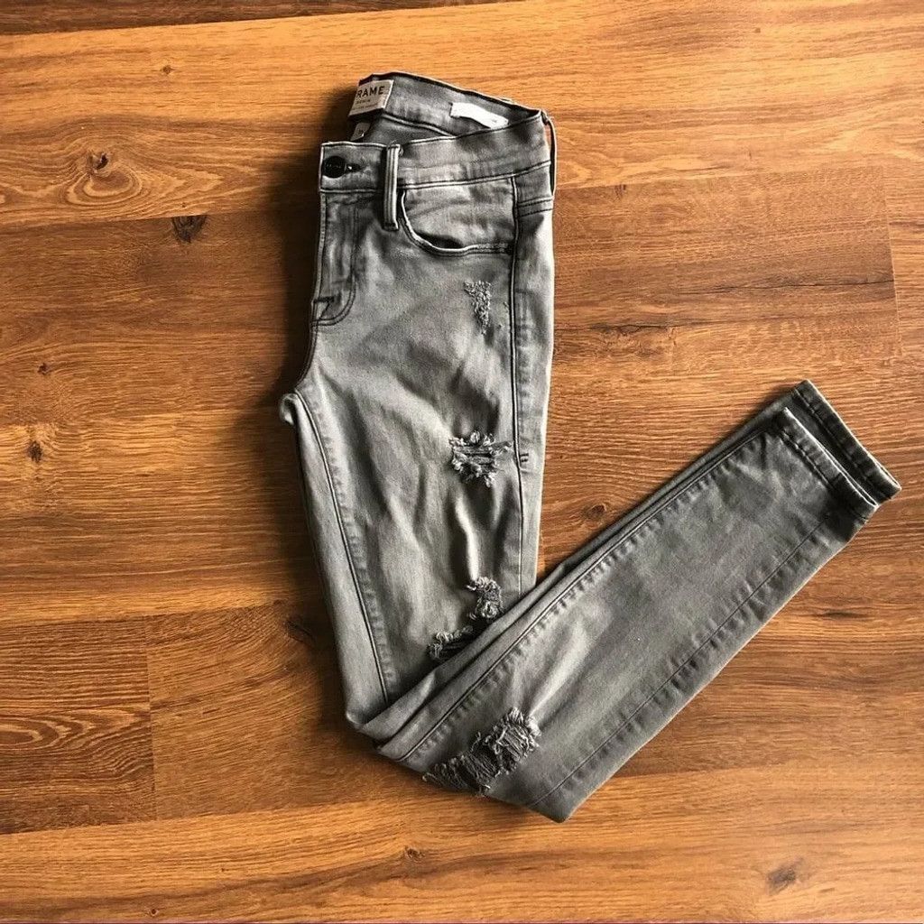 Frame FRAME Le Skinny de Jeanne – Grey Shred Ripped Jeans 👖✨ Size 25" / US 0 / IT 36 - 4 Thumbnail