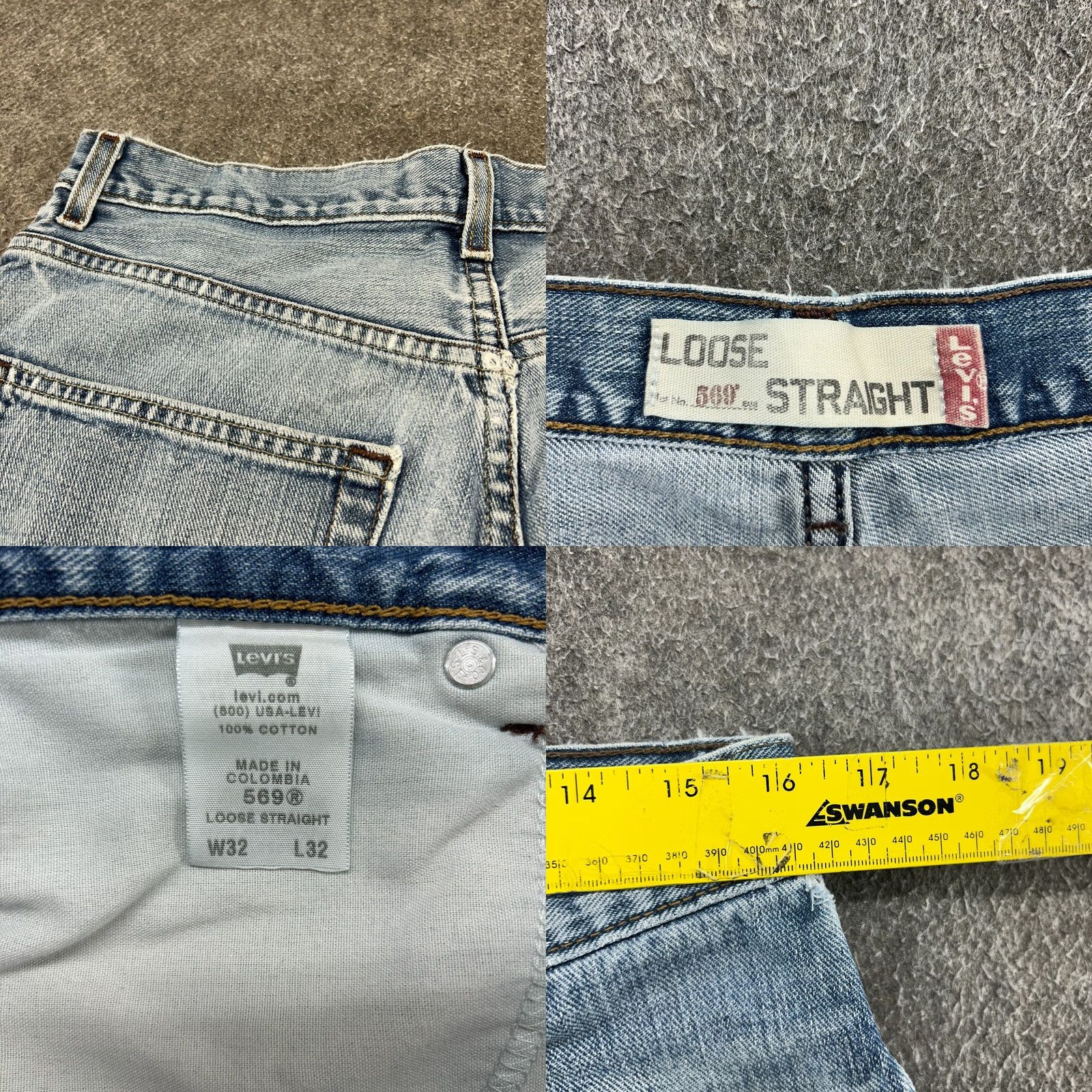 Levi's VINTAGE Levis 569 Shorts Mens 32 Blue Denim Jorts Medium Wash Baggy Y2K 90s American Mens Size US 32 / EU 48 - 9 Thumbnail