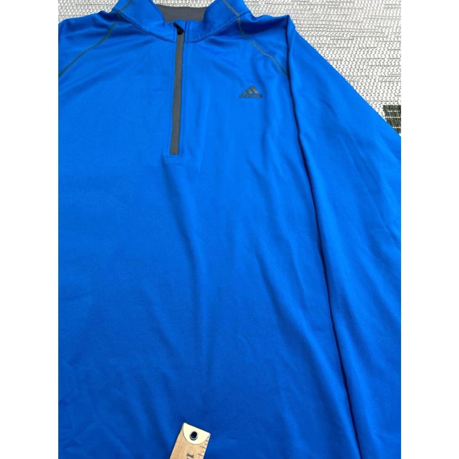 Adidas adidas Shirt Mens Medium Blue Trefoil Logo Stretch Mock Neck Quarter Zip Workout Size US M / EU 48-50 / 2 - 4 Thumbnail