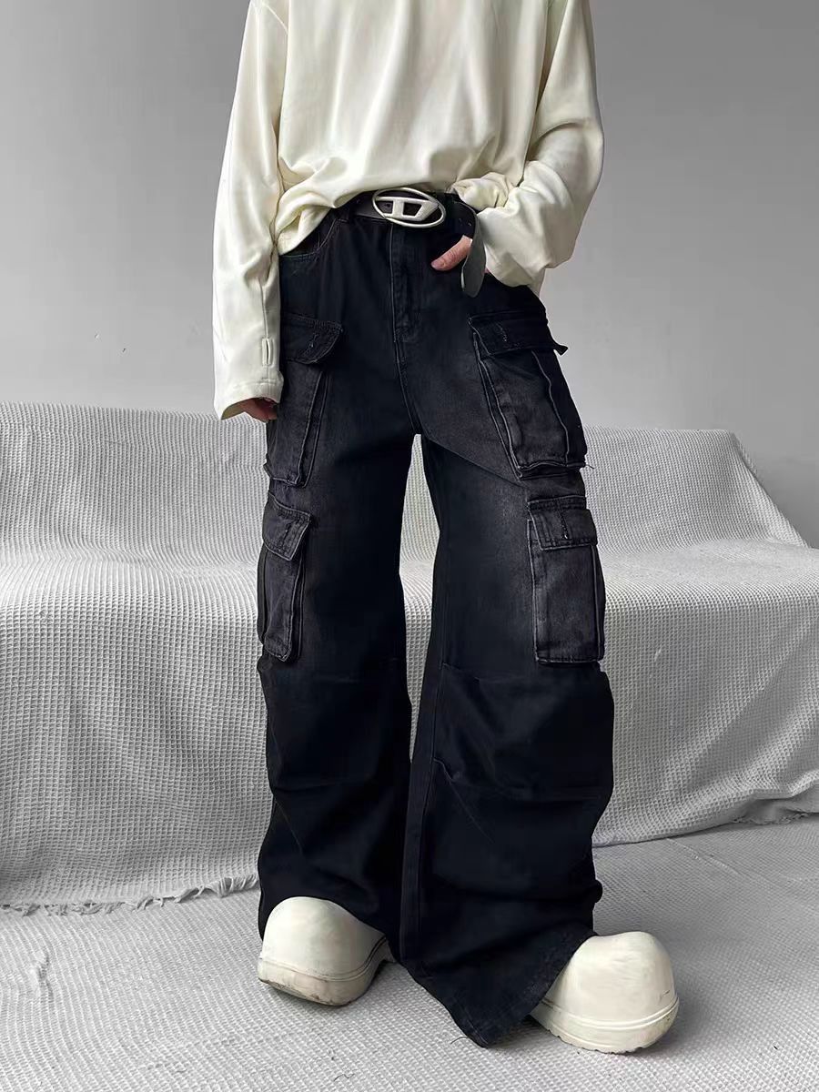 Japanese Brand × Jean Vintage washed cargo loose distressed jeans Size US 34 / EU 50 - 1 Thumbnail