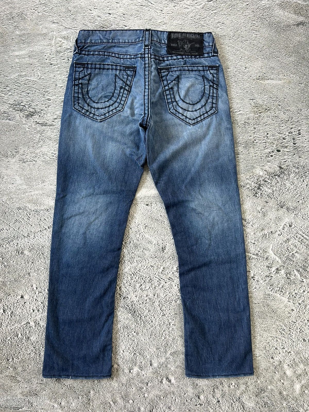 True Religion True Religion blue jeans black thick stitching Y2K Bobby Size US 33 - 1 Thumbnail