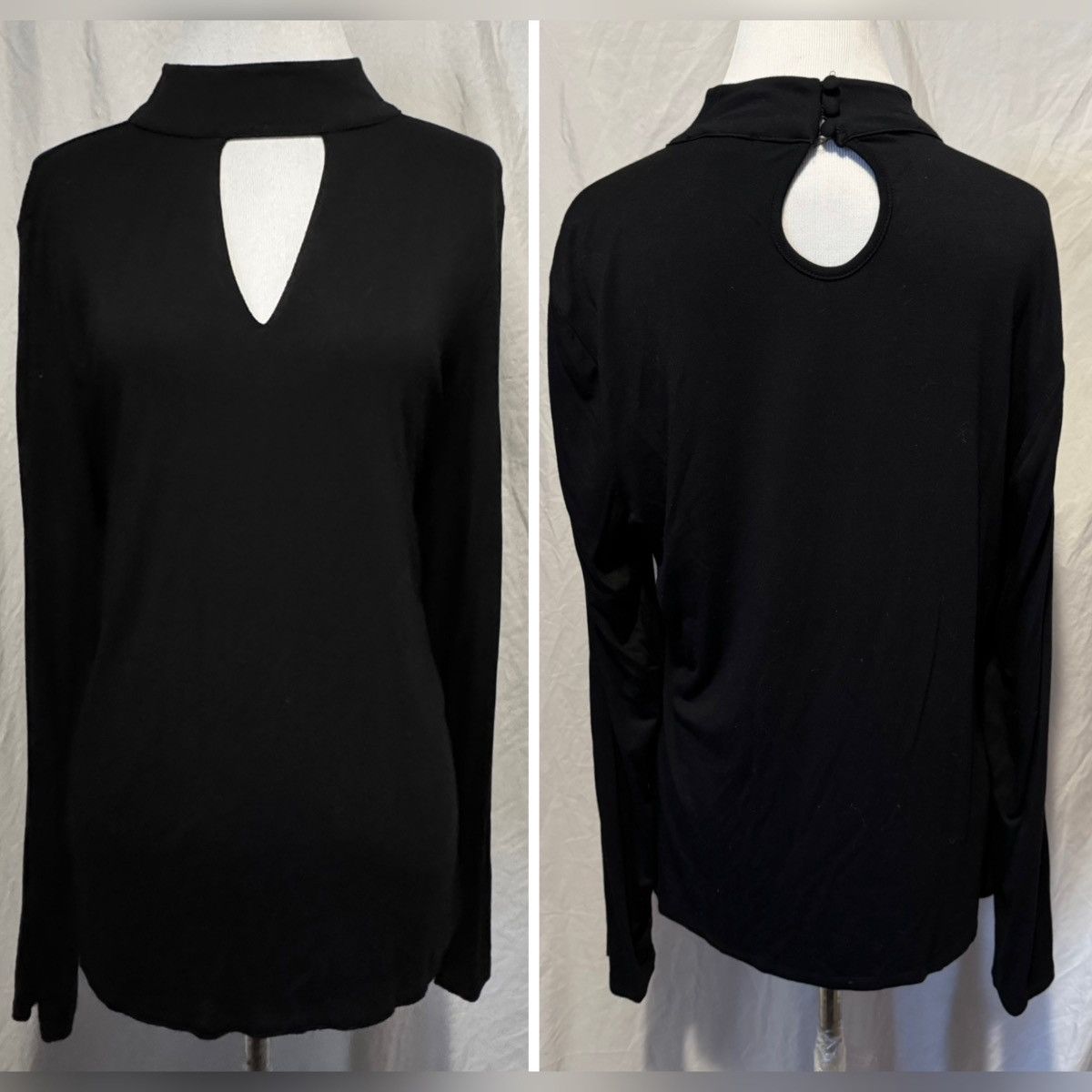 Vintage Retro, Premise Studio, Keyhole Chest, Mock Neck, Long Sleeve Size XL / US 12-14 / IT 48-50 - 10 Thumbnail