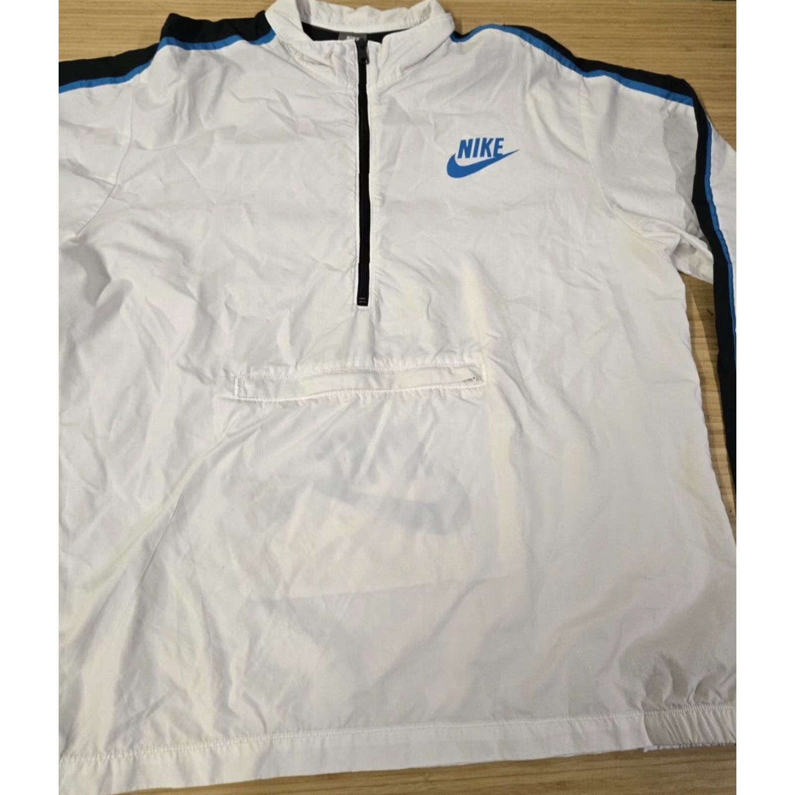 Nike VINTAGE Nike Jacket Mens 2XL Anorak Windbreaker White Nylon Softshell Lightweight Packable Kangaroo Pocket Embroidered Logo Y2K Size US XXL / EU 58 / 5 - 3 Thumbnail