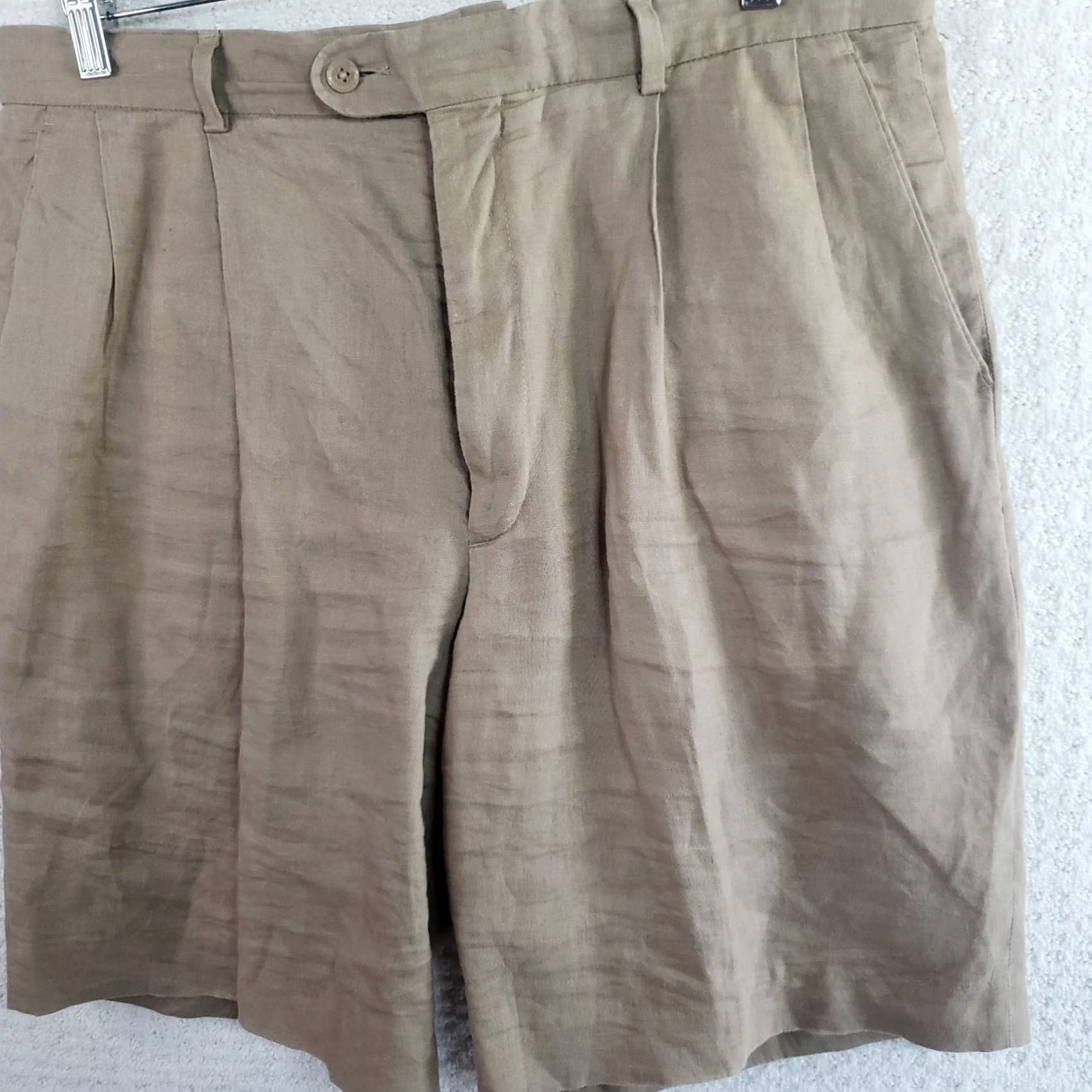 Vintage Cub Cabana 100% Linen Pleated Shorts Bermuda Men Beige 35x10 Casual Polo Golf Summer Knit? Size US S / EU 44-46 / 1 - 6 Thumbnail