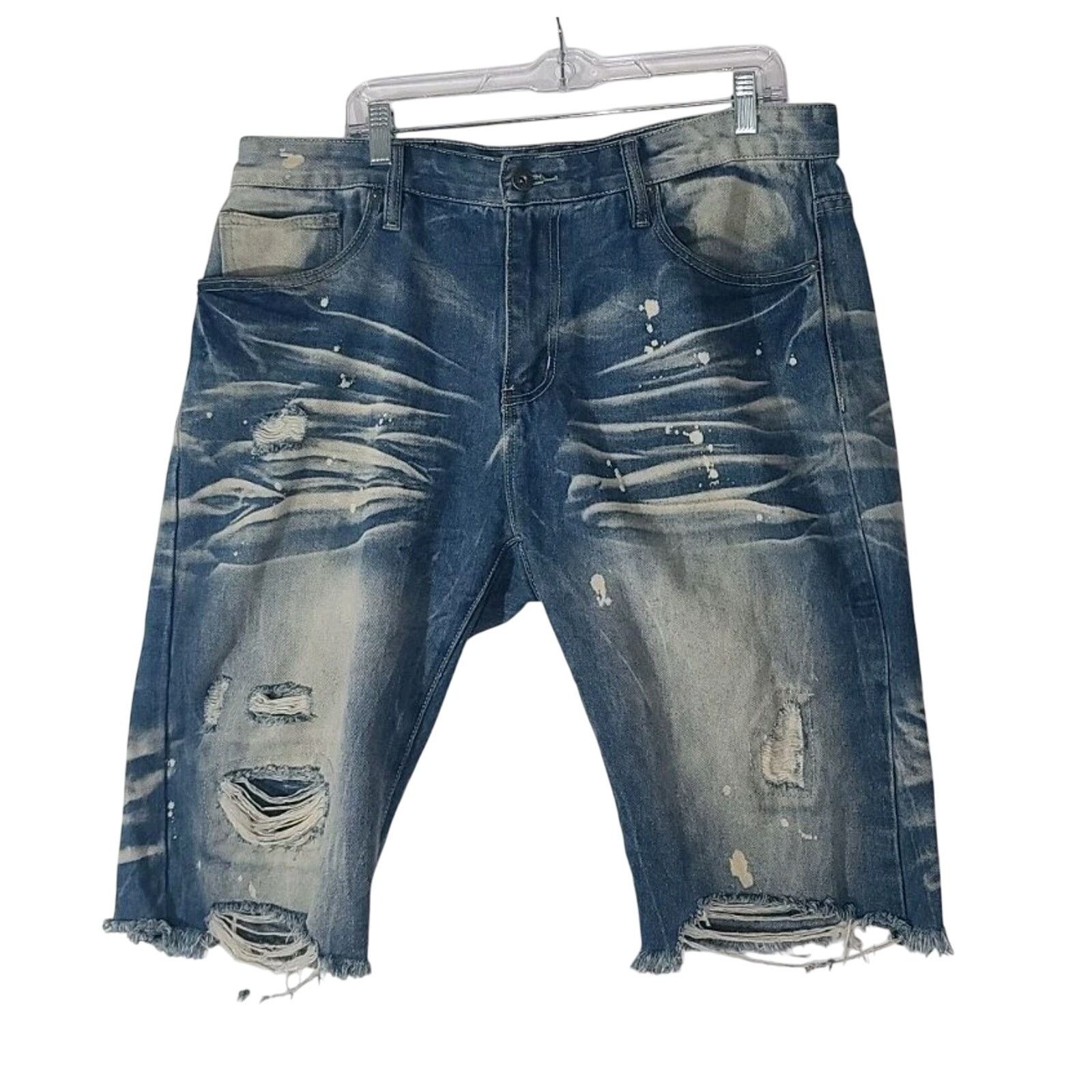Smoke Rise Smoke Rise Men's Distressed Buckle Streetwear Jean Shorts 38 Size US 38 / EU 54 - 1 Thumbnail