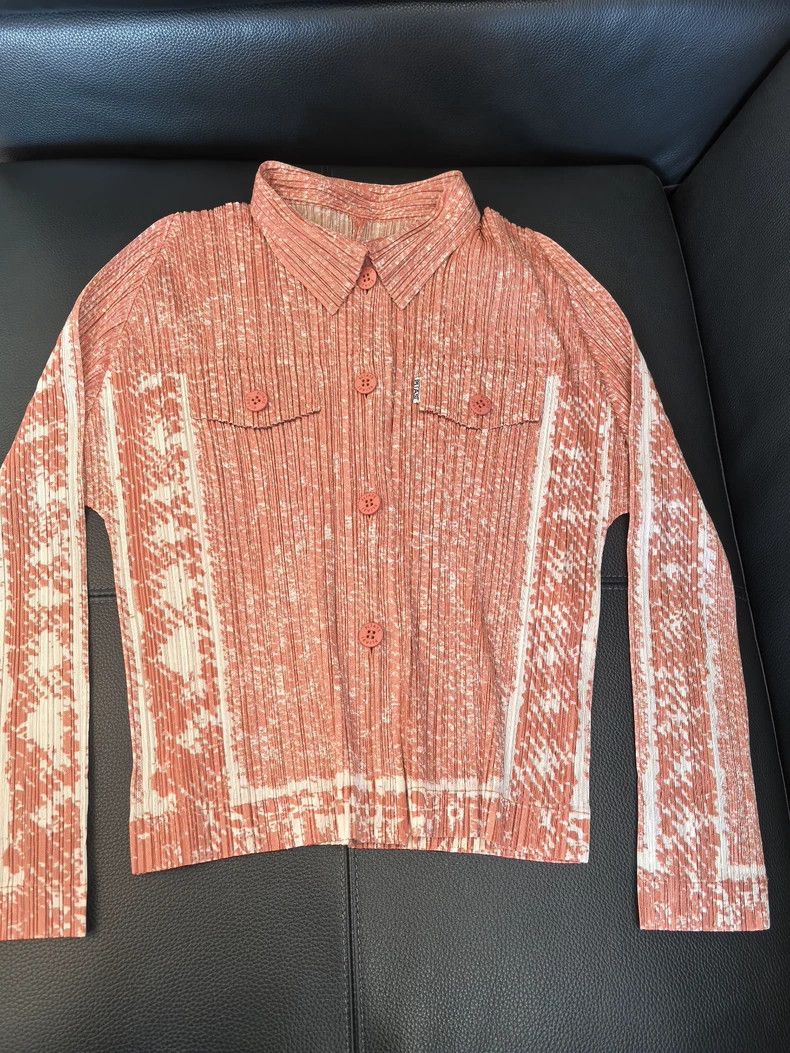 Issey Miyake Issey Miyake size:4 Pink snowflake denim lapel jacket Size XS / US 0-2 / IT 36-38 - 2 Thumbnail