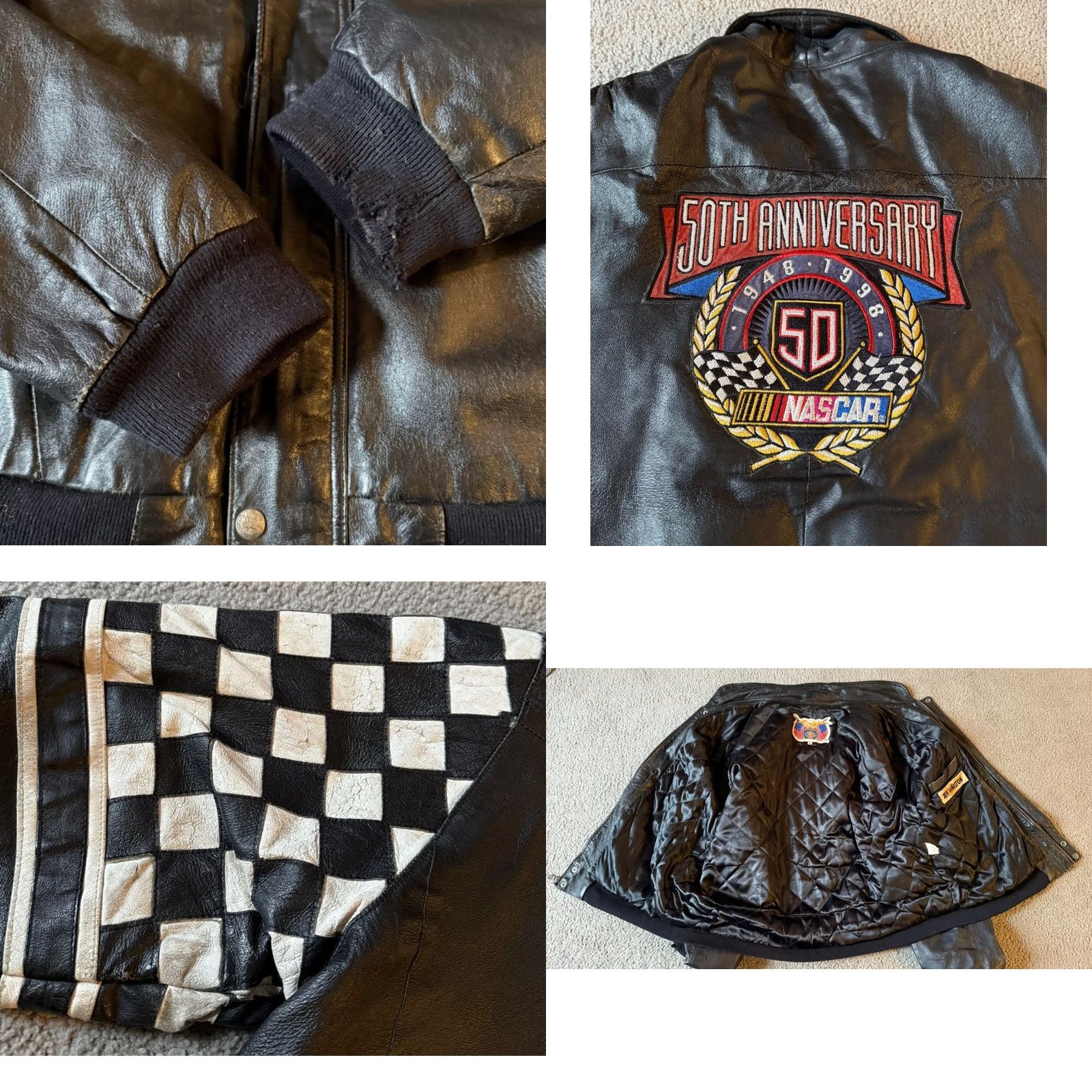 Hamilton VTG Jeff Hamilton Distressed NASCAR 50th Anniversary Leather Jacket - XXL Size US XXL / EU 58 / 5 - 8 Thumbnail