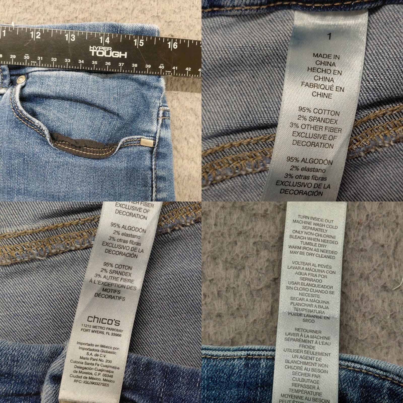 Vintage Chico's The Platinum Jegging Jeans Women’s Size 1 Blue Distressed 30X29 Stretch Regular Denim Medium Wash 5-Pocket Womens Jeans Size 25" / US 0 / IT 36 - 9 Thumbnail