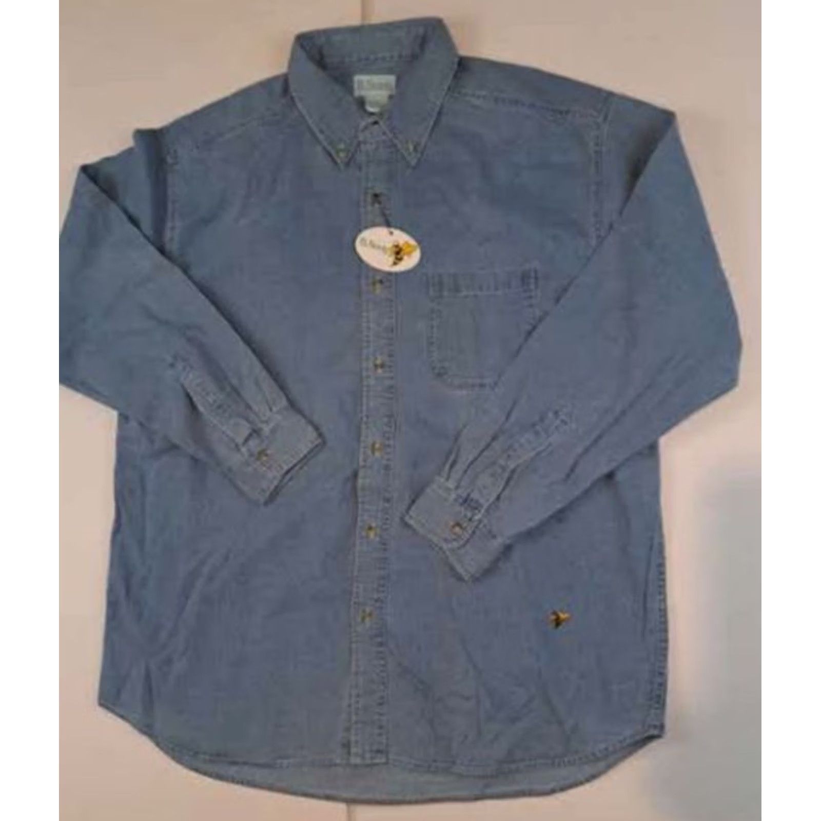 Vintage NWT B-Sting Denim Blue Button-Up Long Sleeve Shirt XXL Men Regular Size 2XL Solid Blue Jeans not included Size US XXL / EU 58 / 5 - 3 Thumbnail