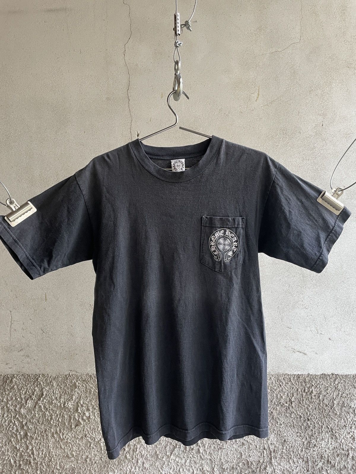 image of 2000S Chrome Hearts “Fuck You Cross” Cemetary Pocket Tee in Black, Men's (Size Medium)