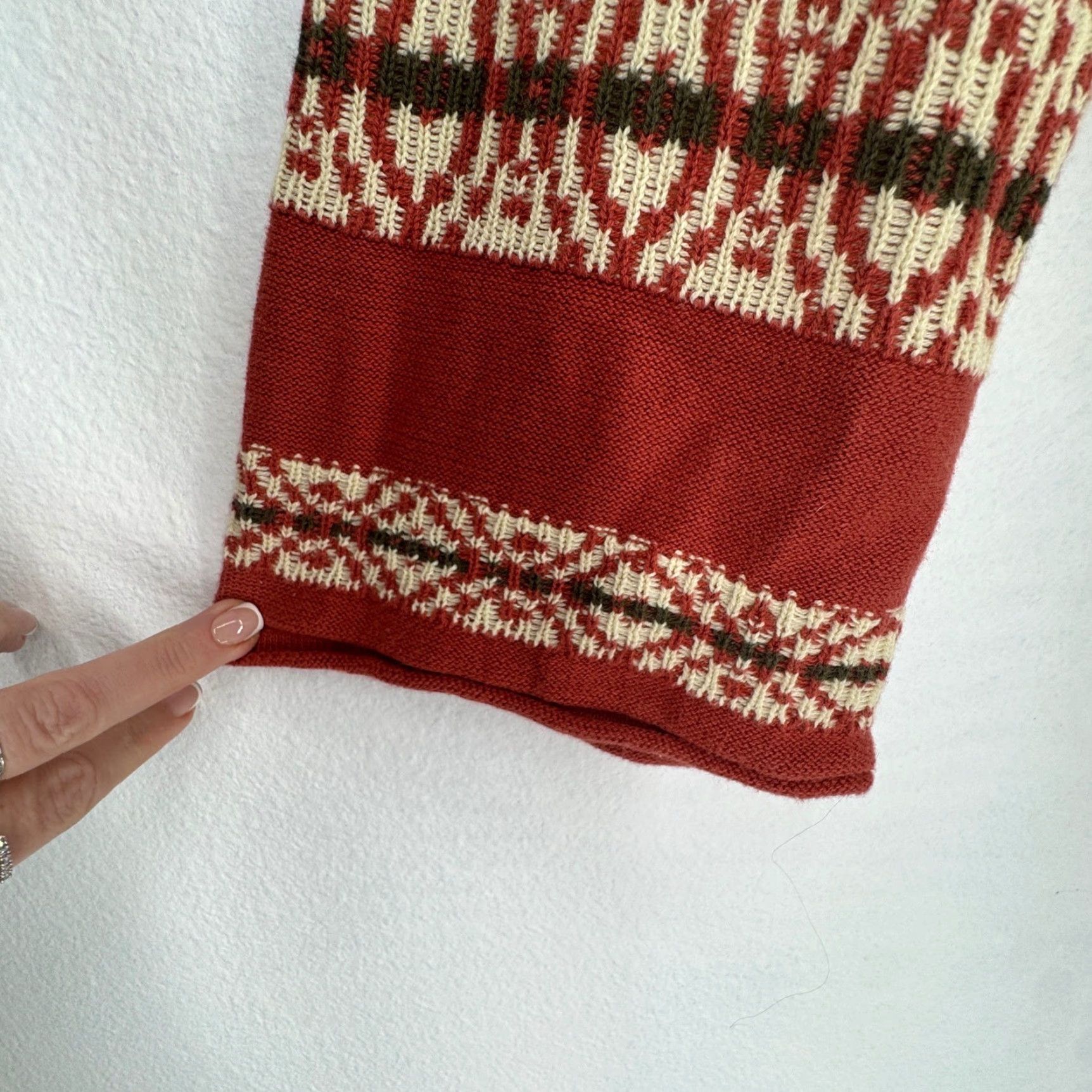 Vintage WE THE FREE Womens Pullover Sweater Casual Knit Geometric Beiges Beige Crew Neck Waffle Knit Oversized Relaxed Fit Bell Sleeve L Tribal Pattern Size L / US 10 / IT 46 - 4 Thumbnail