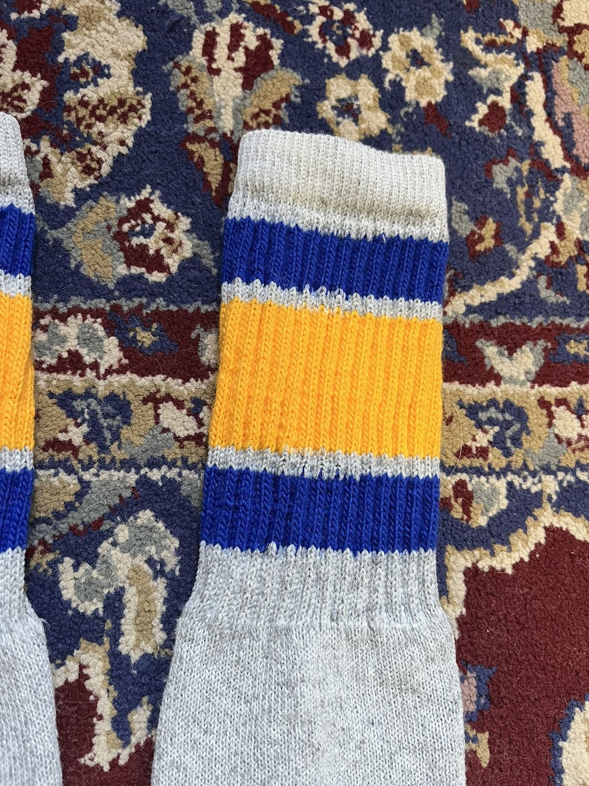 Japanese Brand × Vintage Vintage 1960s Thick Tub Socks Grey/Blue/Yellow Size M Size ONE SIZE - 3 Thumbnail