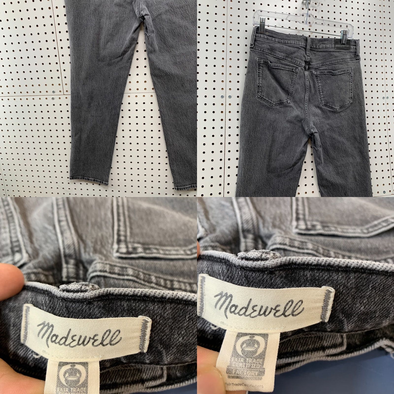 VINTAGE Madewell Perfect Vintage Denim Jeans Womens Size 29 Faded Black High Rise Straight Fit 30x26.5 Jeans